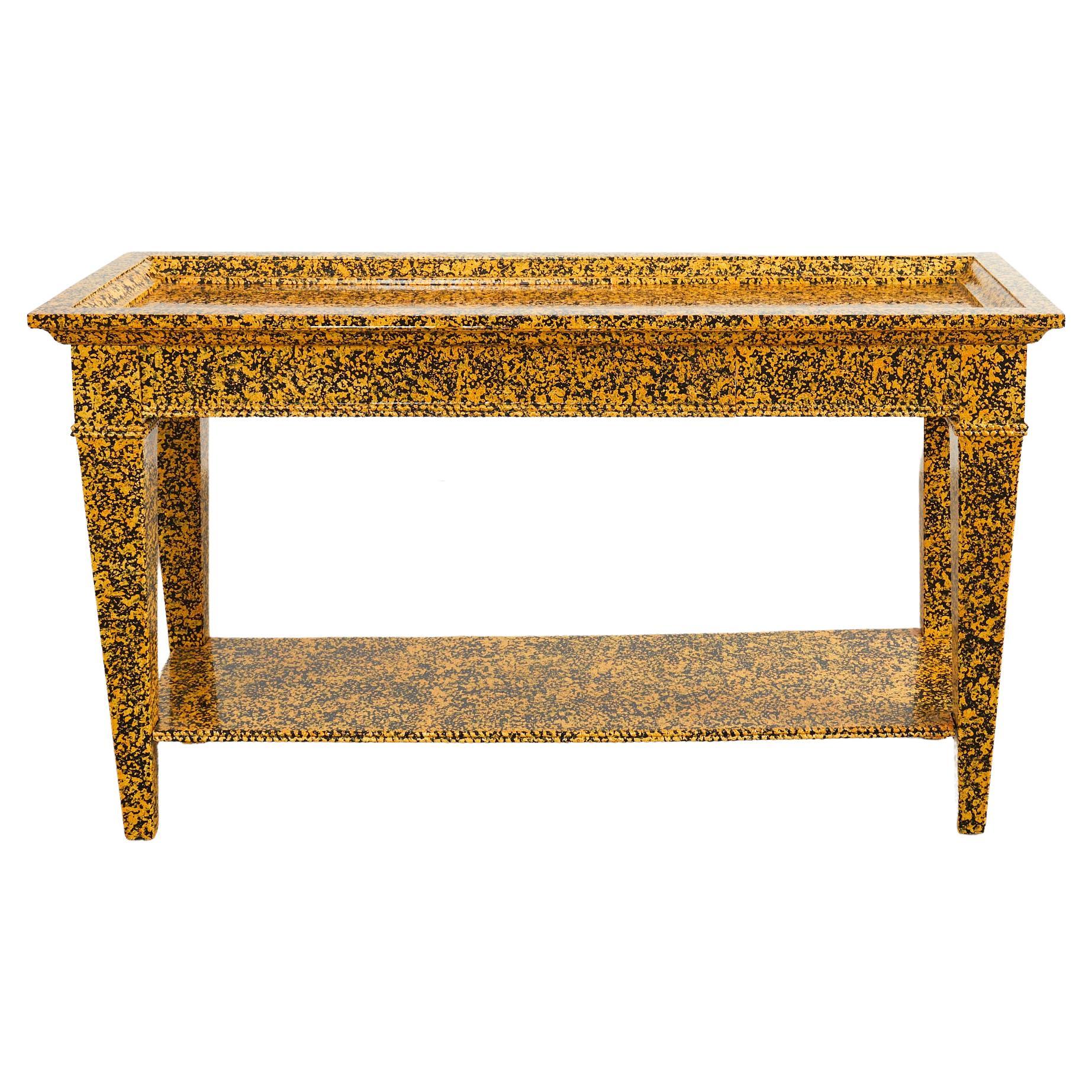 English Regency Style Two Tier Console Speckled by Ira Yeager For Sale