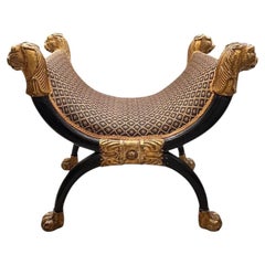 Sgabello imbottito in legno dorato in stile Regency inglese