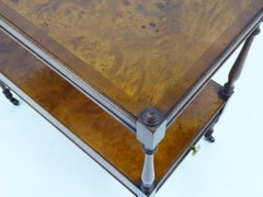 English Regency Style Walnut and Mahogany Side Table on Casters