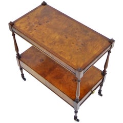 English Regency Style Walnut and Mahogany Side Table on Casters