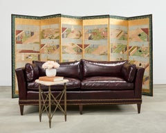 English Regency Style Waxed Cordovan Leather Case Sofa