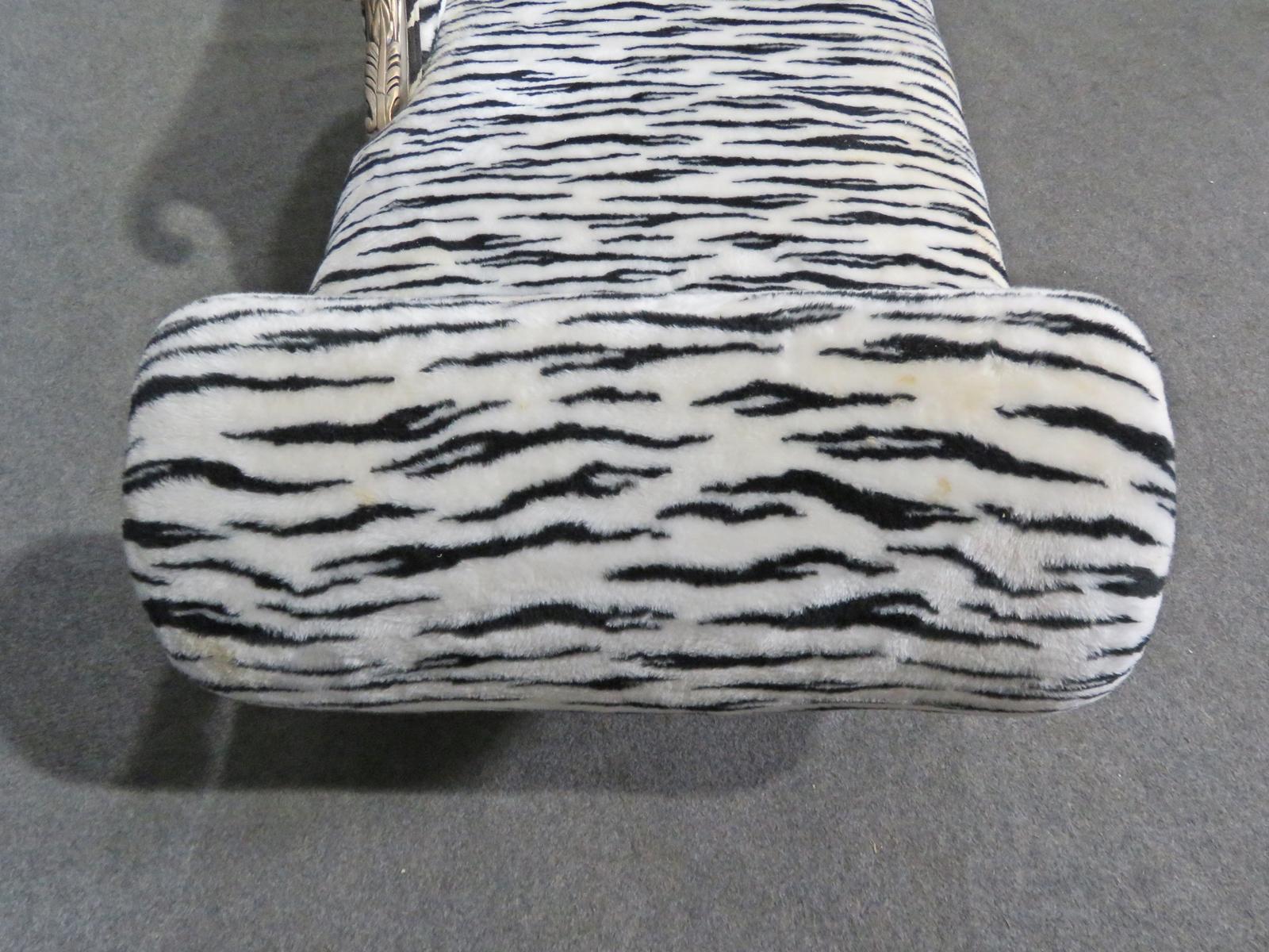 English Regency Style Zebra Print Upholstered Recamier Chaise Daybed 3