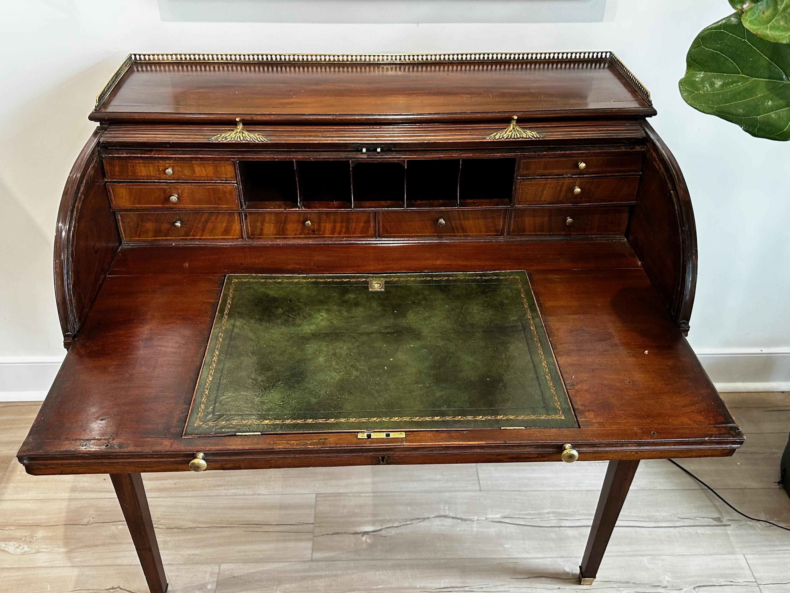 English Regency Tambour Top Writing Desk For Sale at 1stDibs