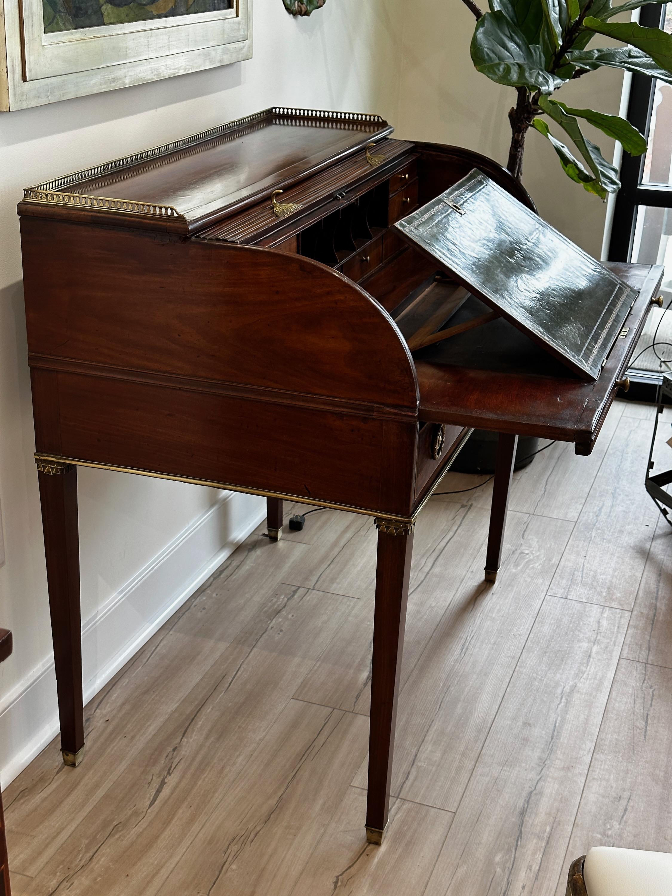 English Regency Tambour Top Writing Desk For Sale at 1stDibs