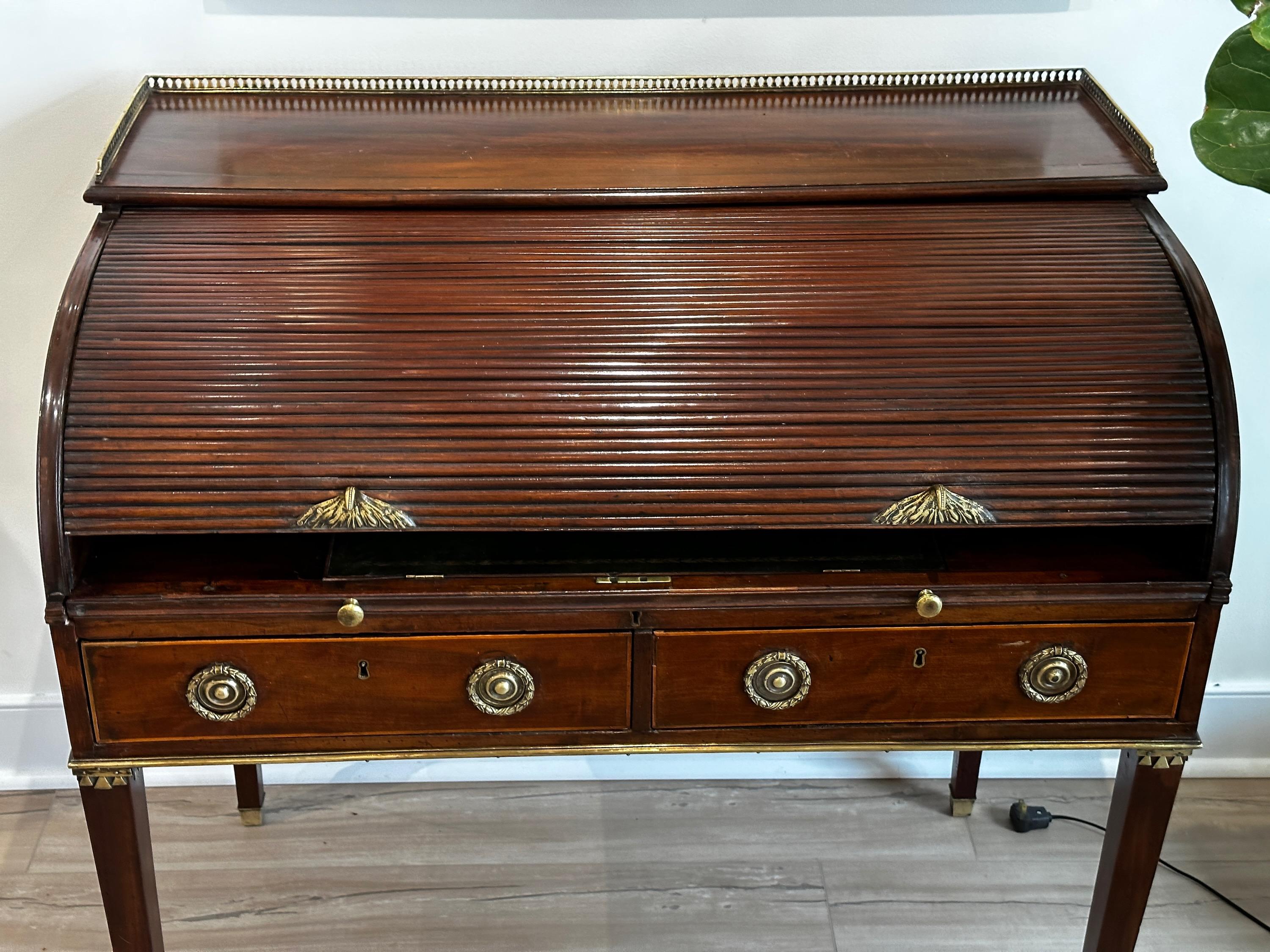 English Regency Tambour Top Writing Desk For Sale at 1stDibs