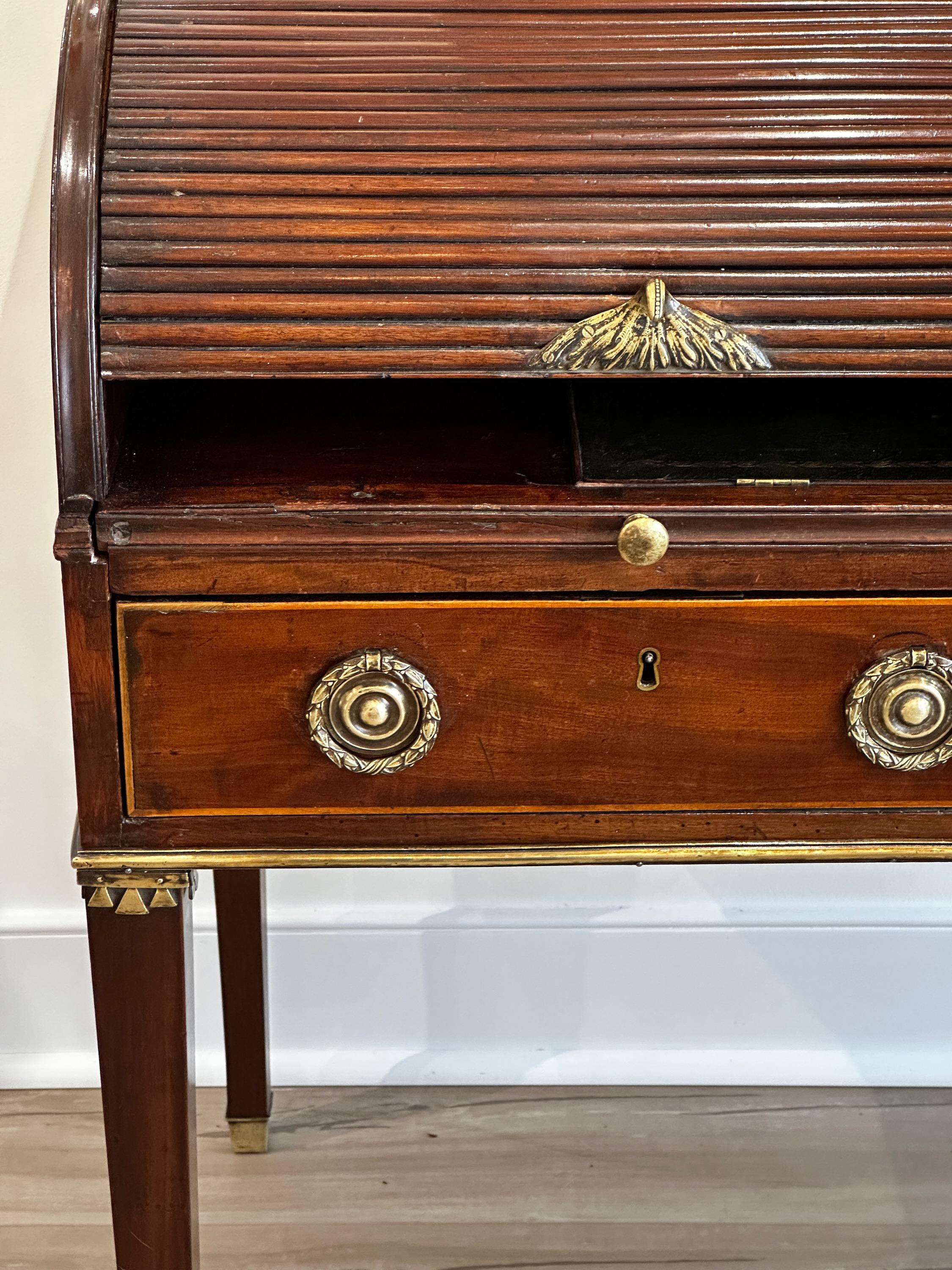 English Regency Tambour Top Writing Desk For Sale at 1stDibs