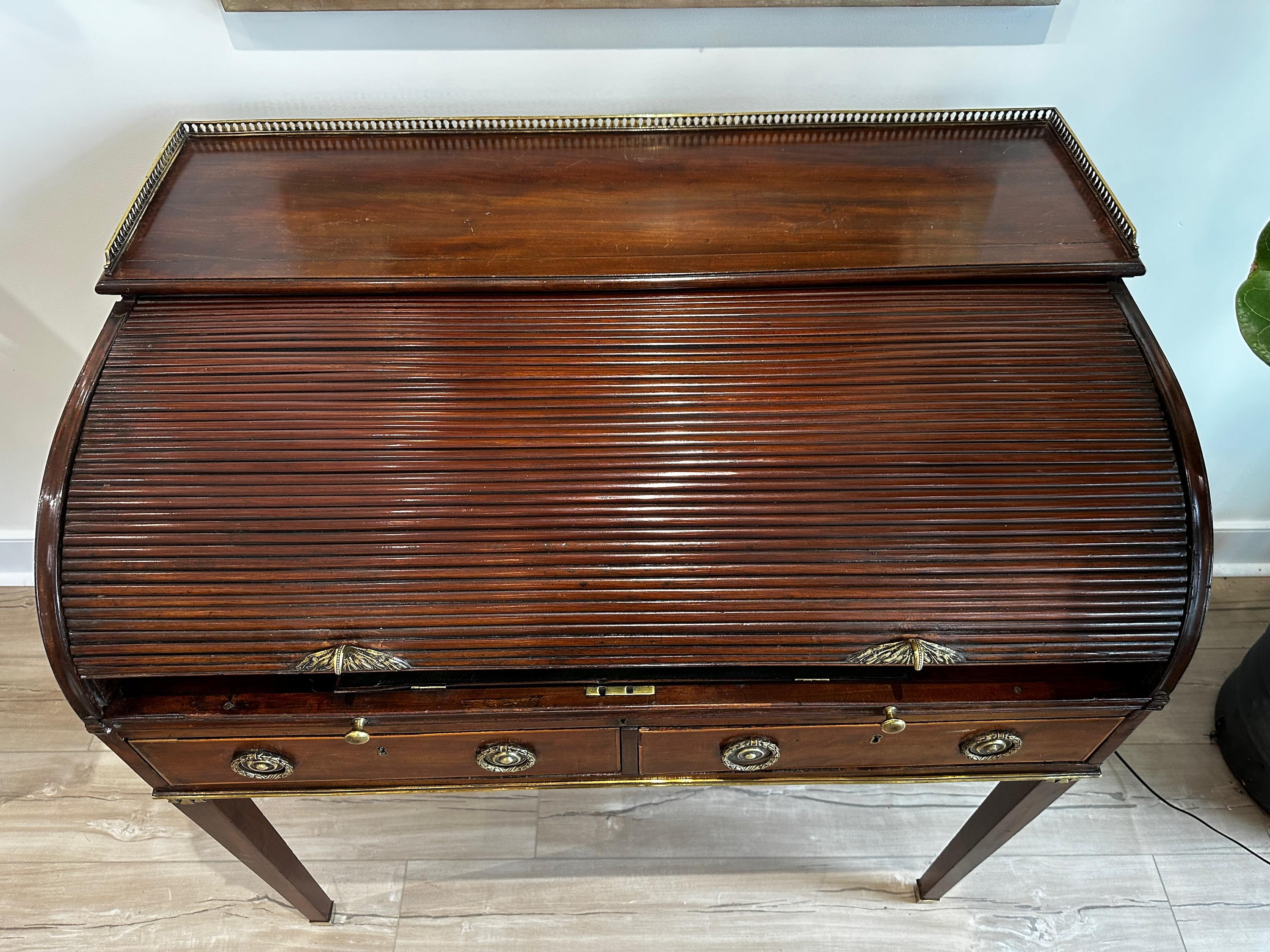 English Regency Tambour Top Writing Desk For Sale at 1stDibs