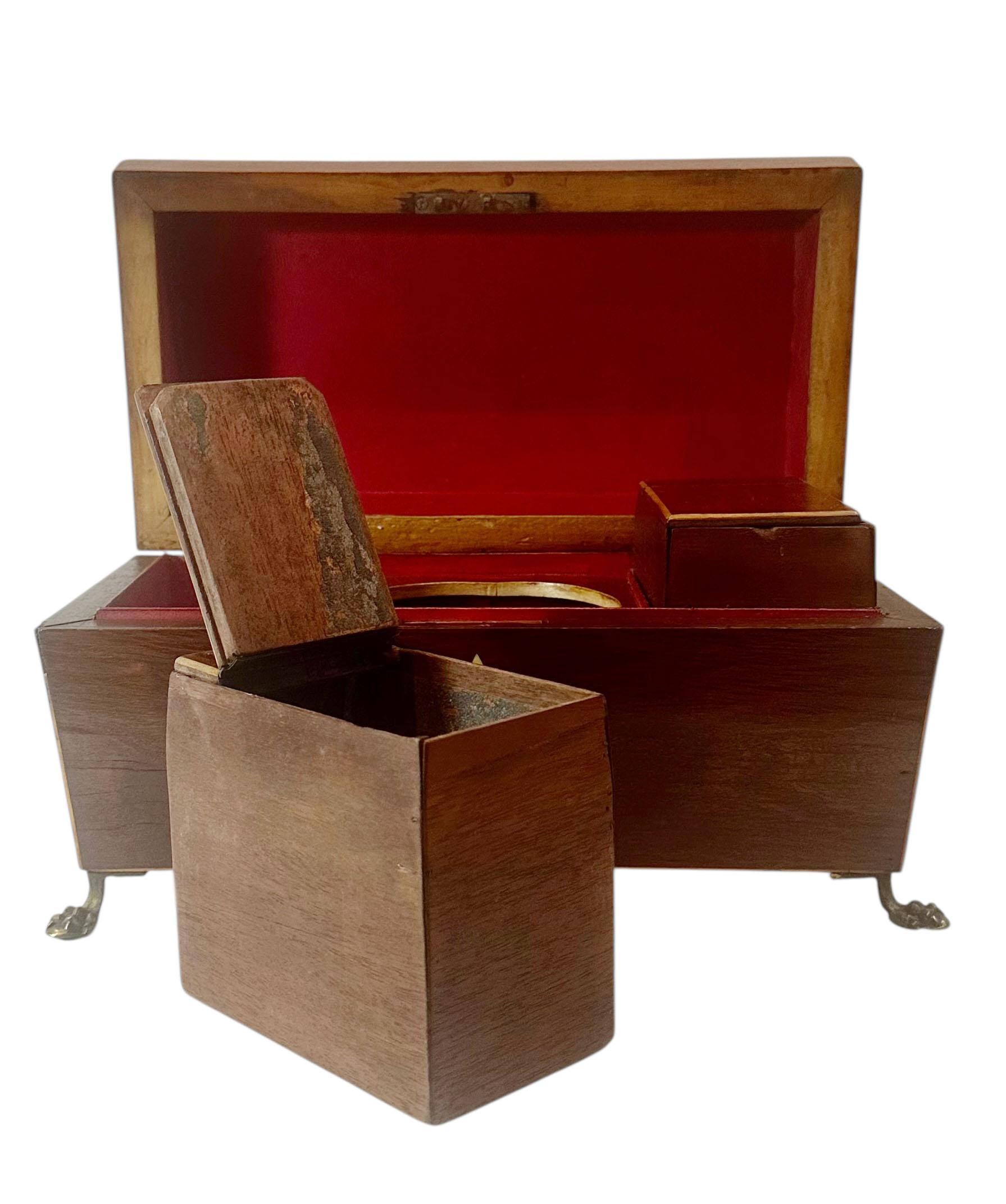 English Regency Tea Caddy with Original Key For Sale 5