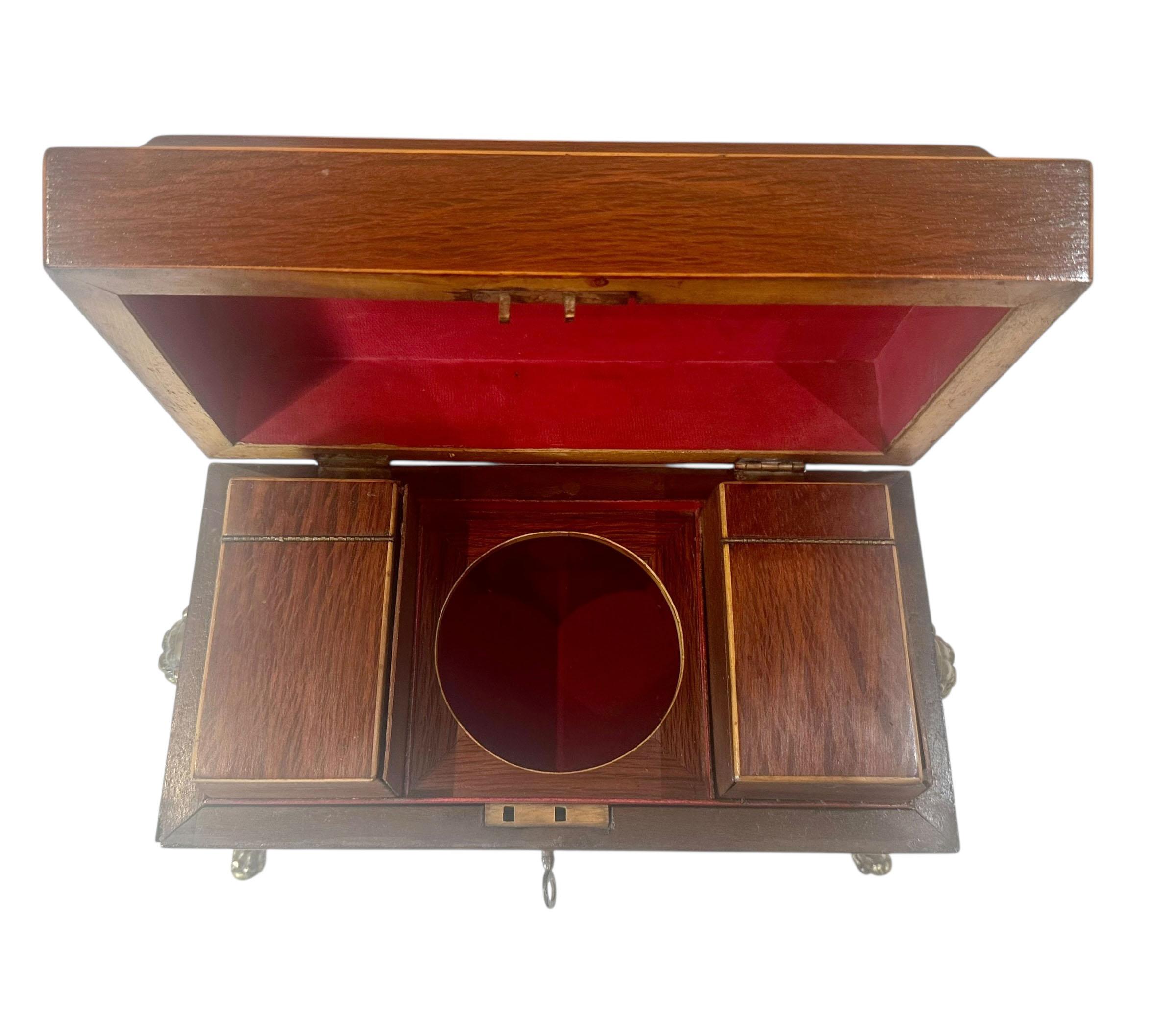 English Regency Tea Caddy with Original Key For Sale 2