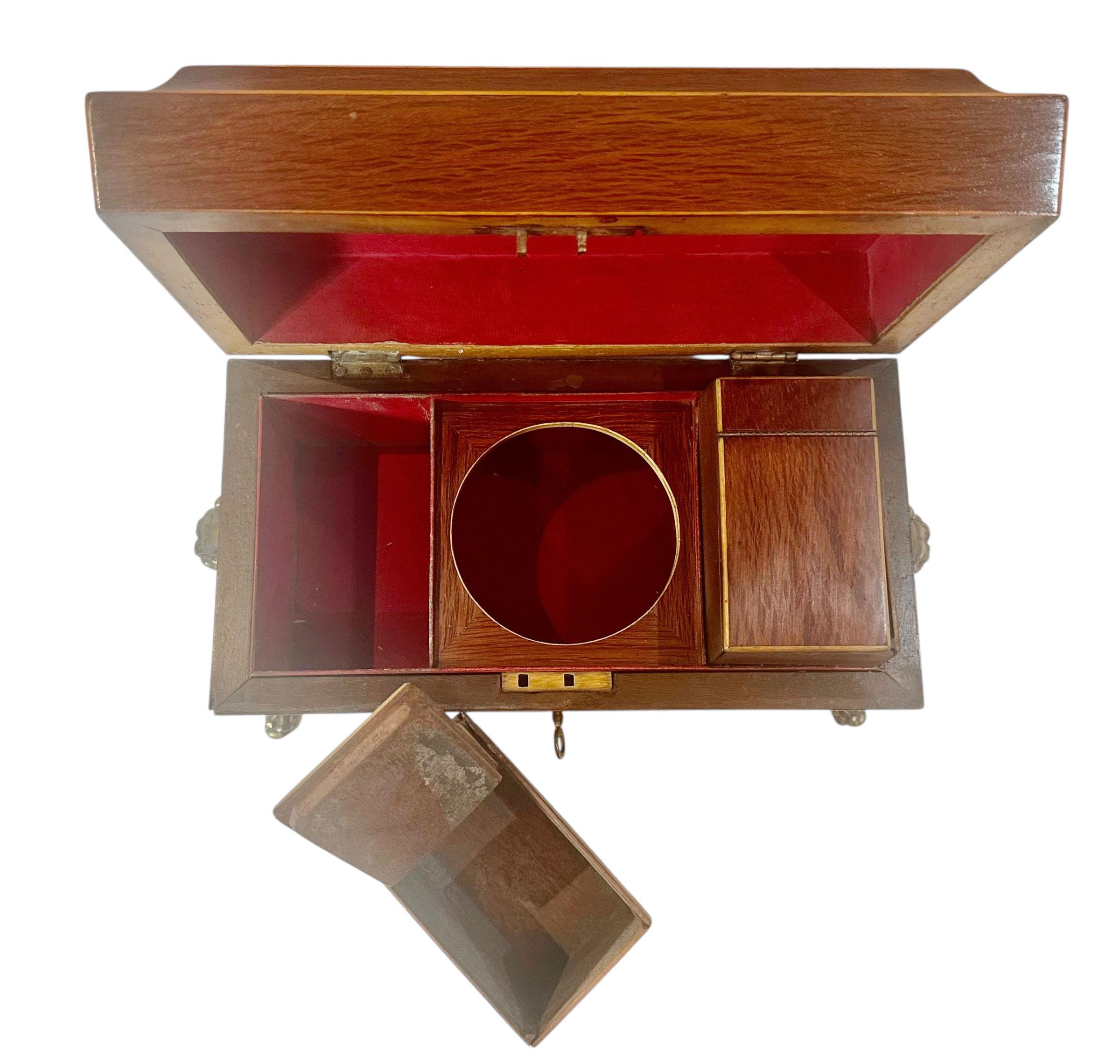 English Regency Tea Caddy with Original Key For Sale 3