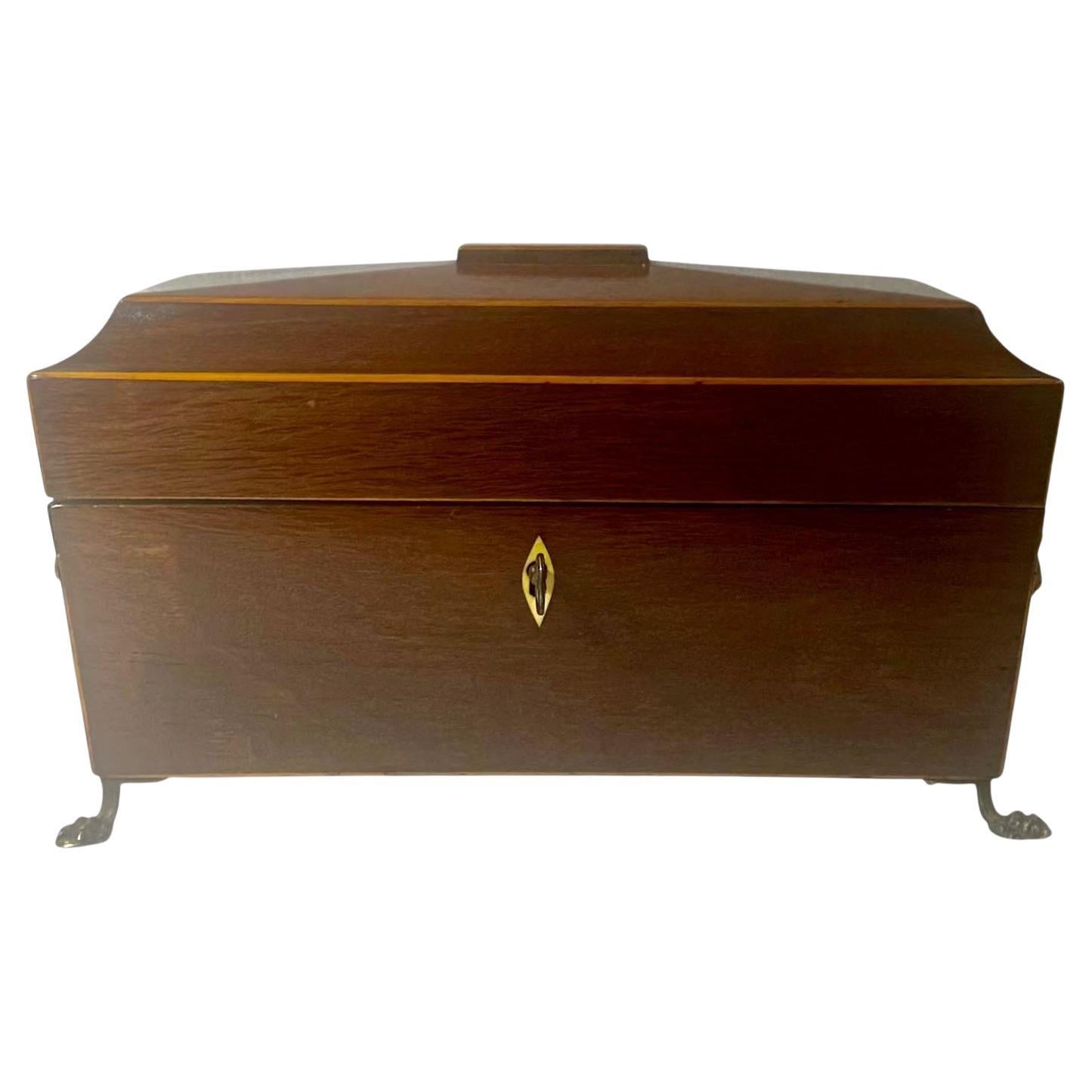 English Regency Tea Caddy with Original Key For Sale