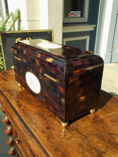 English Regency Tortoiseshell and Mother-of-Pearl Hinged Glove Box, Circa 1840
