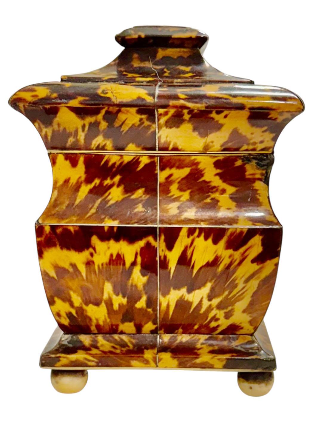 Ivory English Regency Tortoiseshell Pagoda Form Tea Caddy For Sale