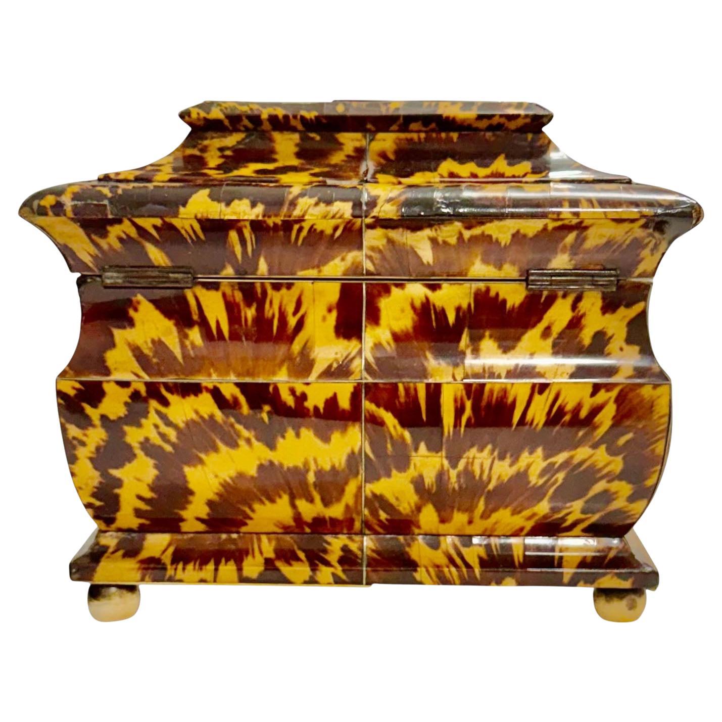 English Regency Tortoiseshell Pagoda Form Tea Caddy For Sale 3