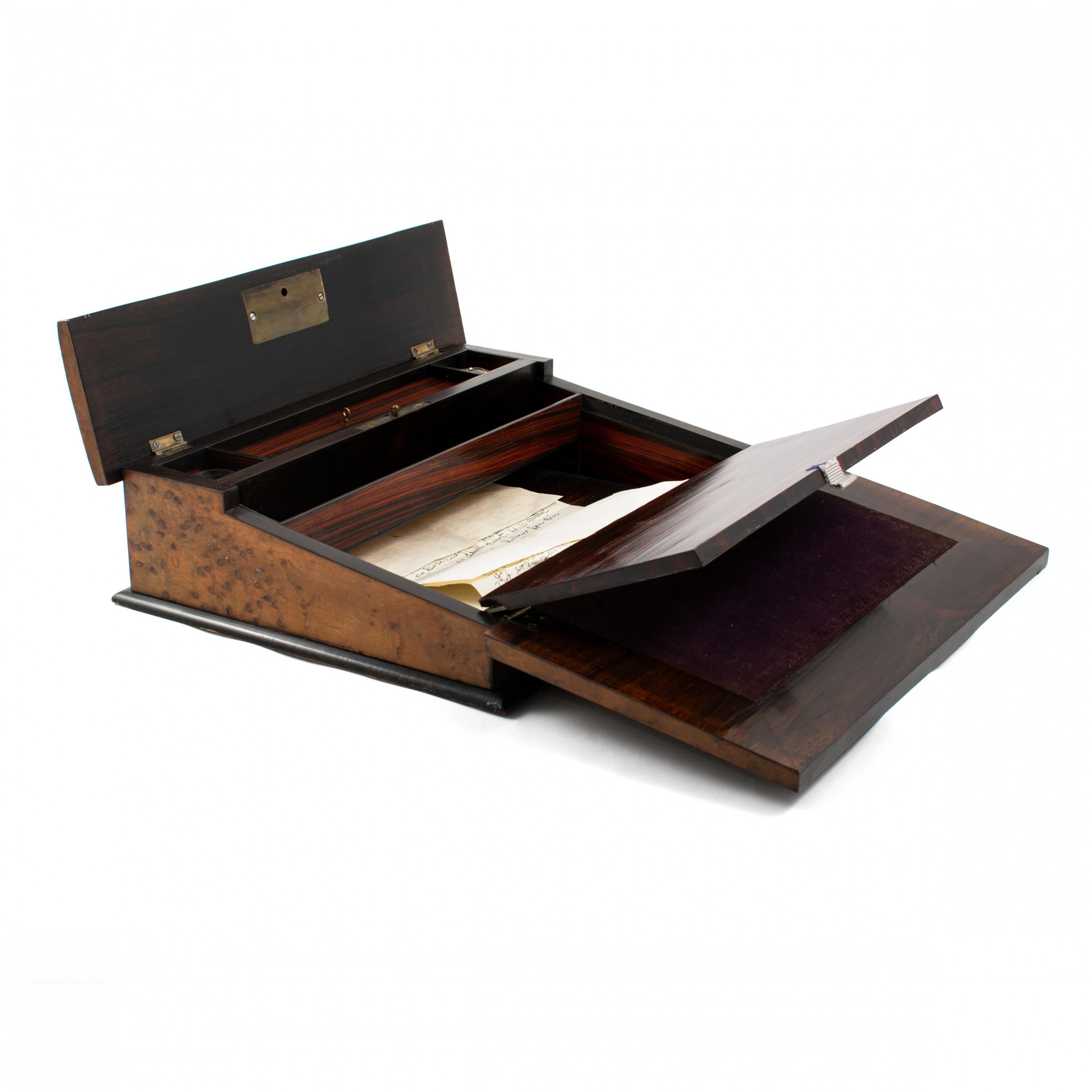 19th Century English Regency Traveling Lap Writing Desk Box