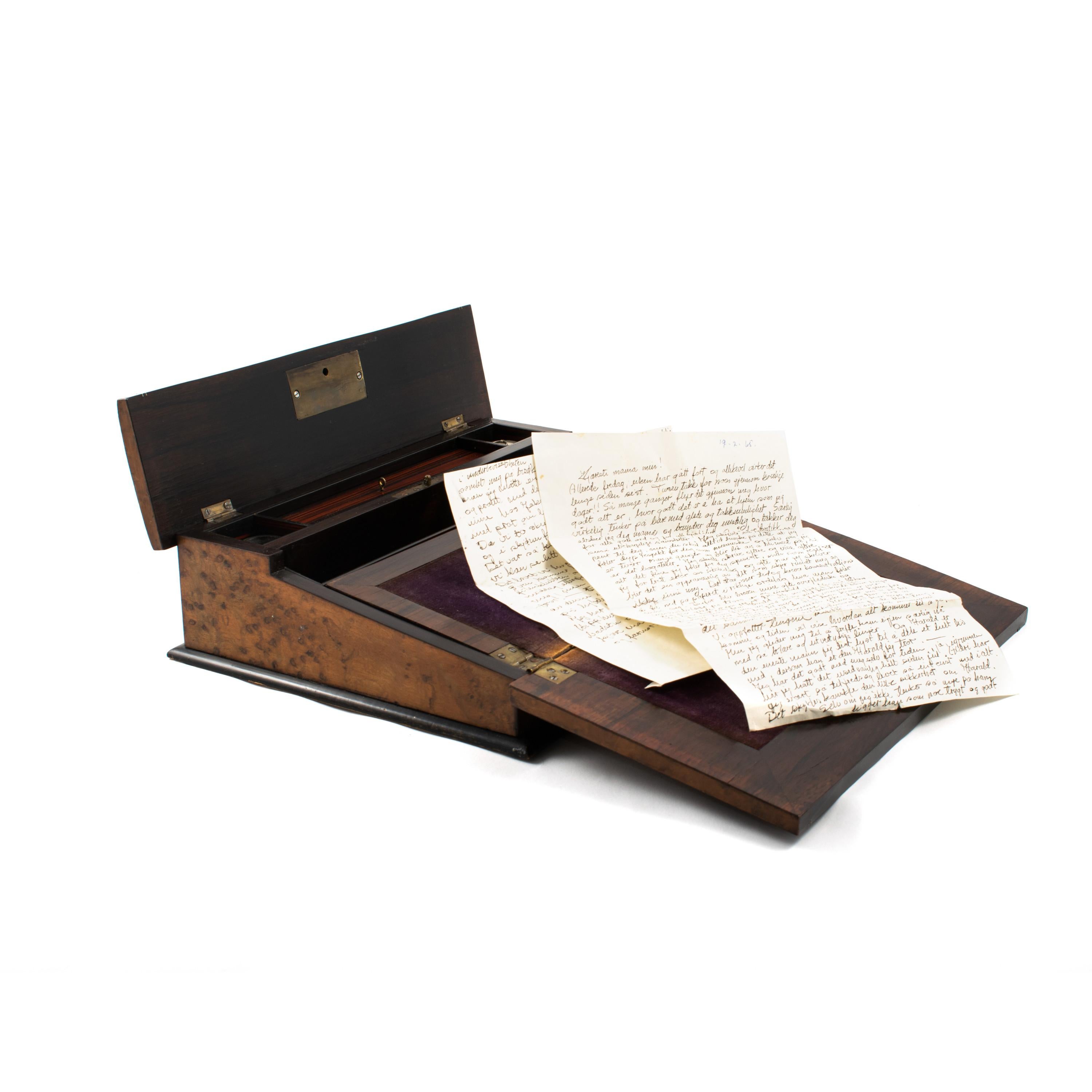 Birdseye Maple English Regency Traveling Lap Writing Desk Box