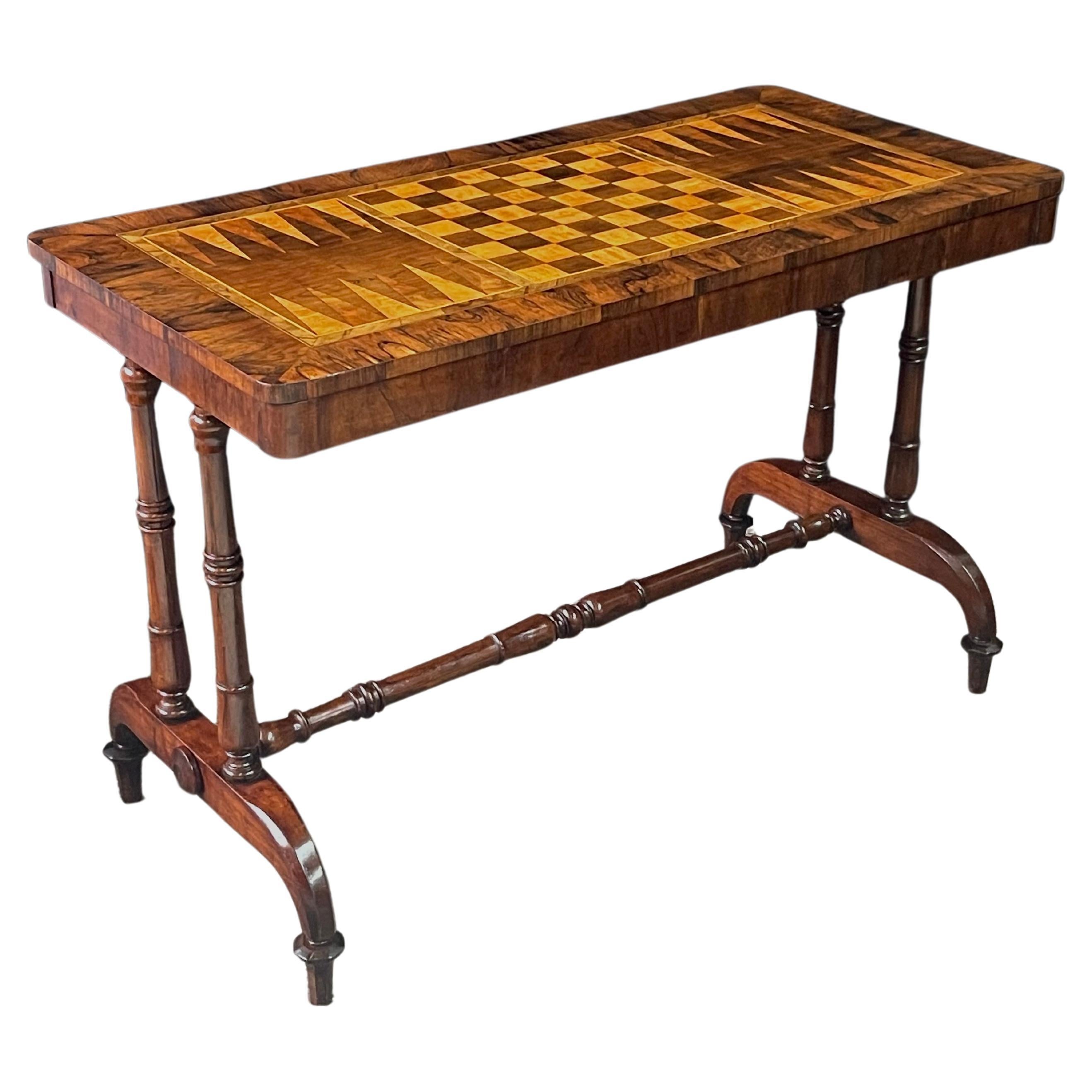 Inlay English Regency Trestle Game Table