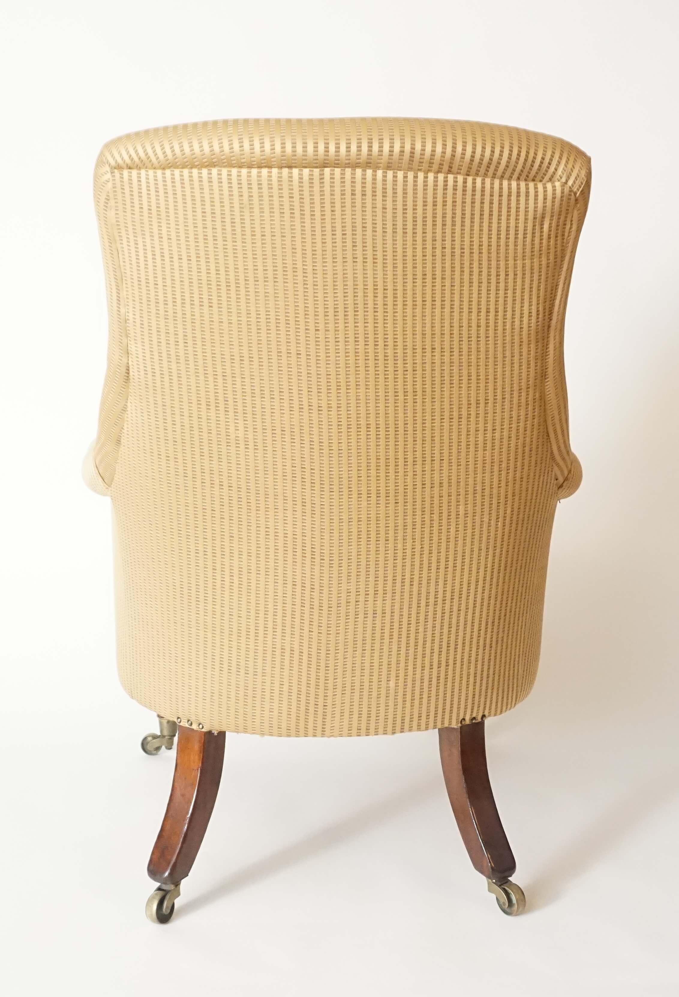 Hand-Carved English Regency Upholstered Armchair of Large Size, circa 1830