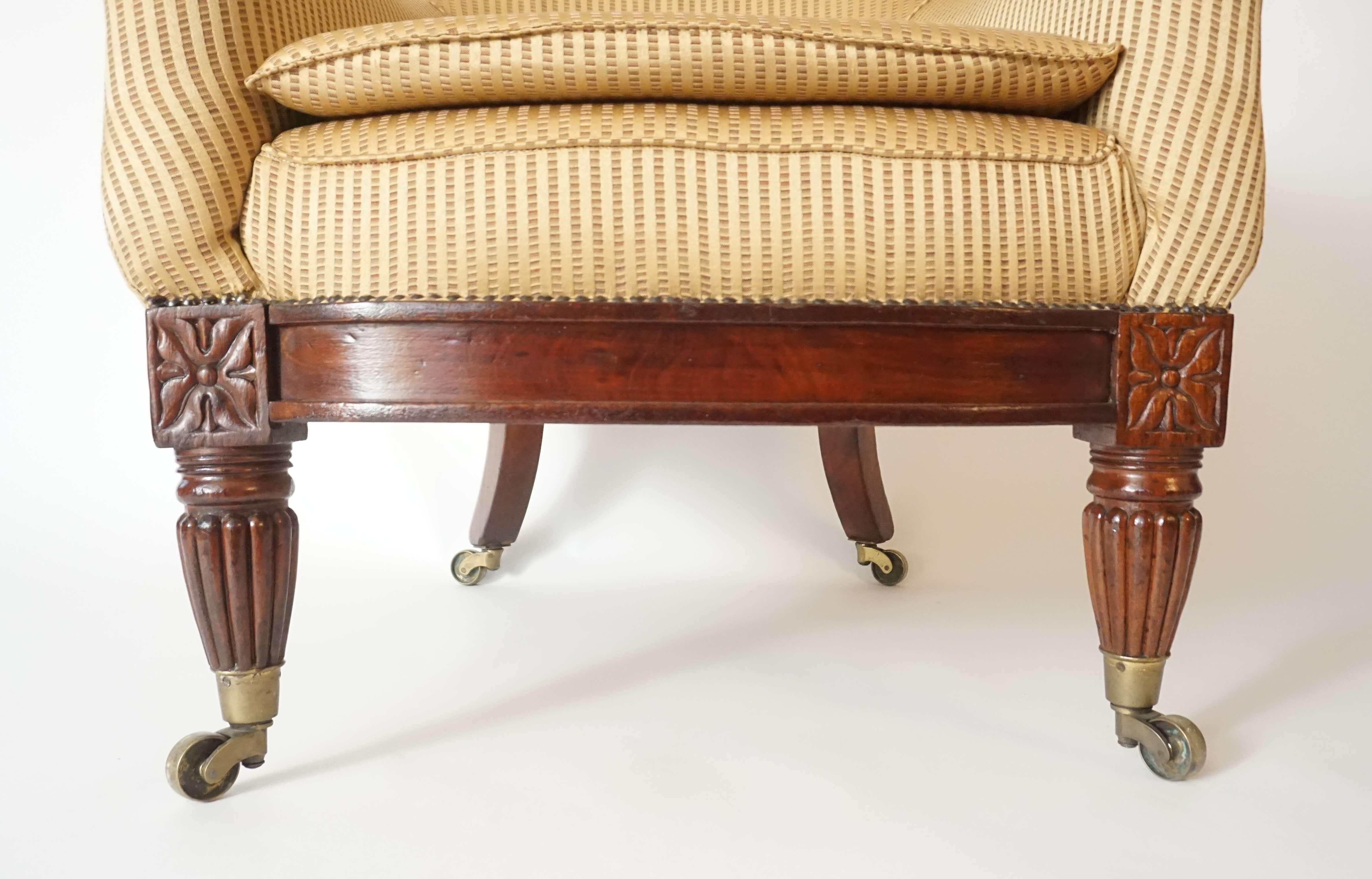 19th Century English Regency Upholstered Armchair of Large Size, circa 1830