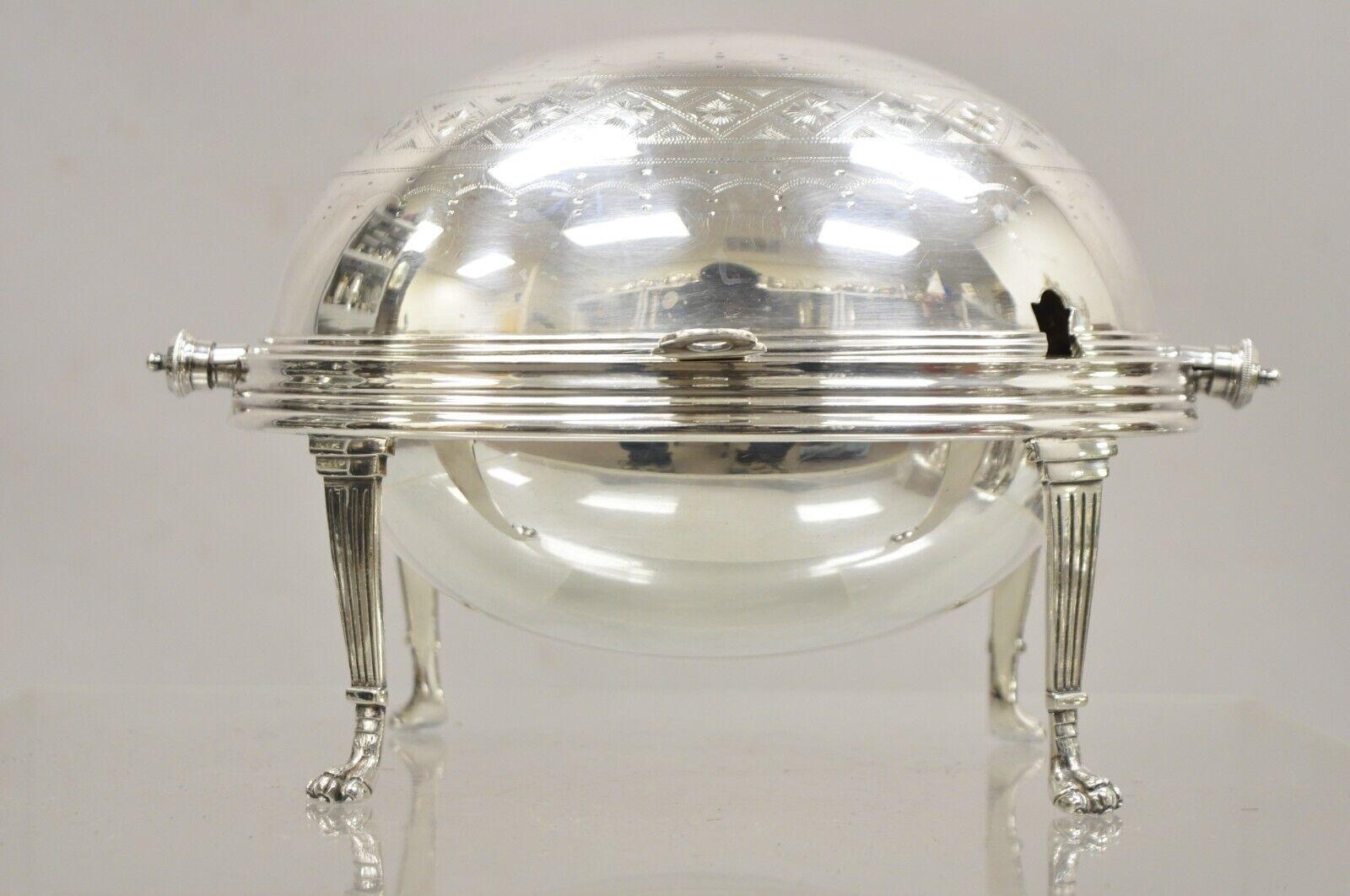 English Regency Victorian Silver Plated Revolving Dome Chafing Dish Warmer For Sale 7