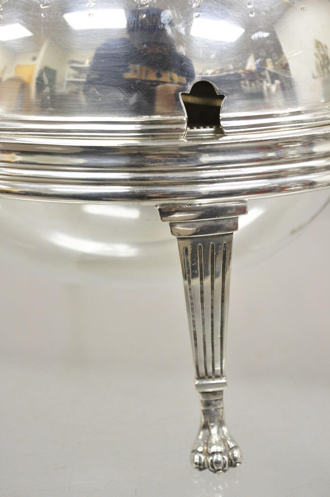 20th Century English Regency Victorian Silver Plated Revolving Dome Chafing Dish Warmer For Sale