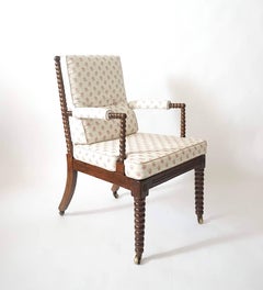 English Regency Walnut Bobbin Armchair, circa 1825