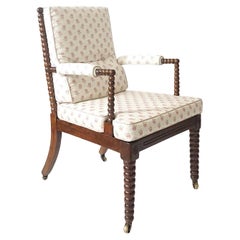 English Regency Walnut Bobbin Armchair, circa 1825