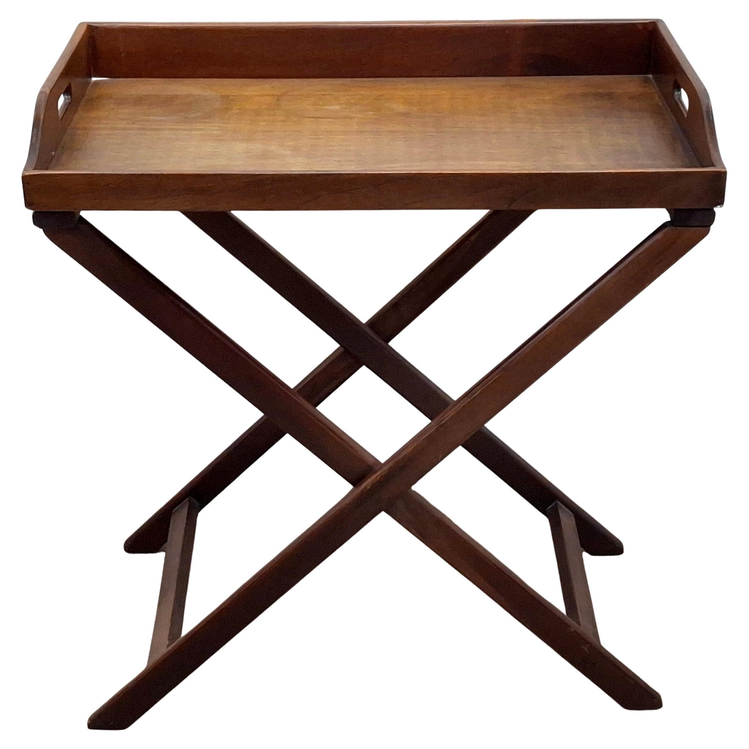 English Regency Walnut Butler
s Serving Tray Table For Sale