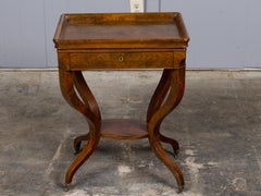 English Regency Walnut Occasional Table with Galleried Top and Curved Legs