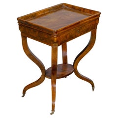 English Regency Walnut Occasional Table with Galleried Top and Curved Legs