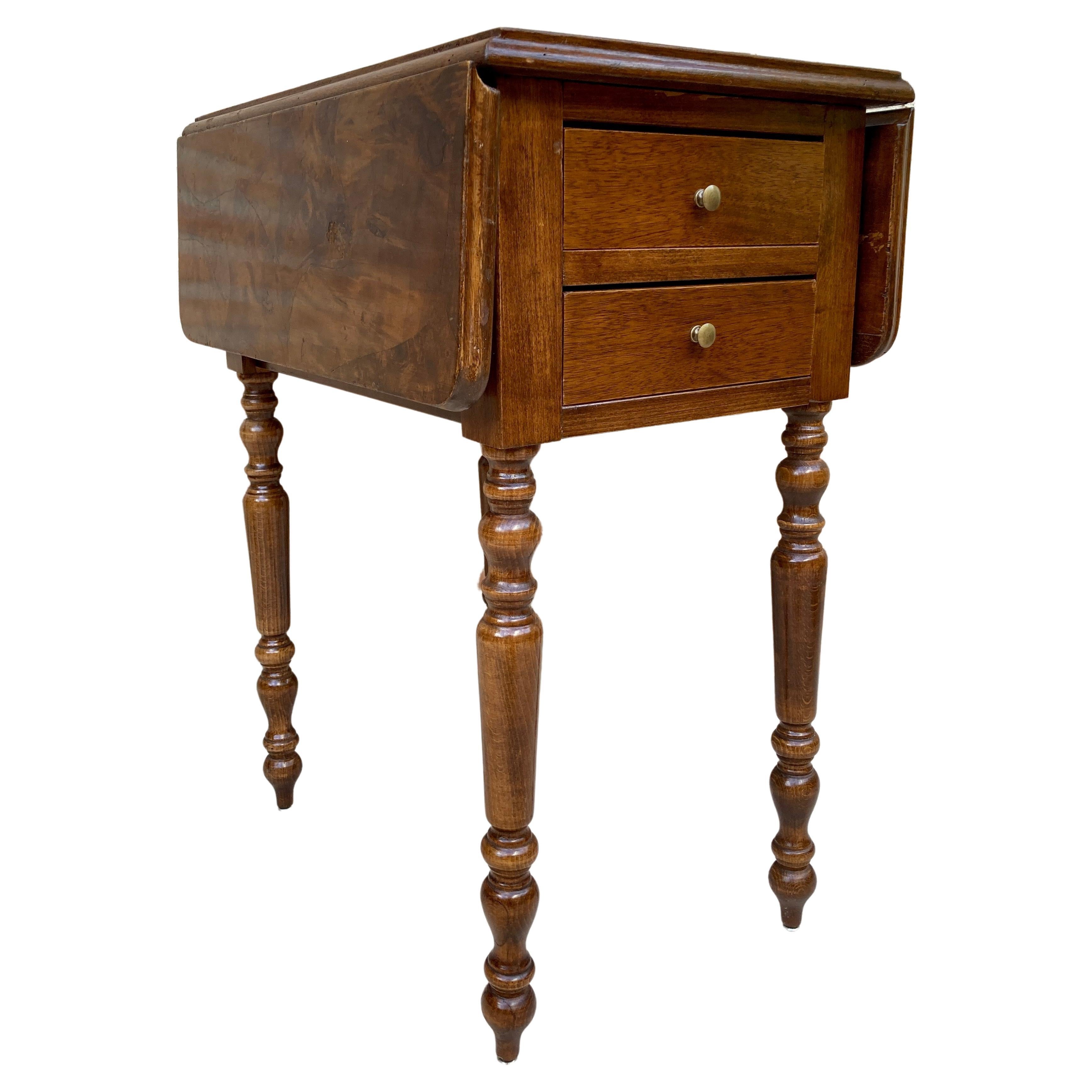 English Regency Walnut Table with Wings, 1890s