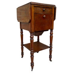 English Regency Walnut Table with Wings and Wheels, 1920s