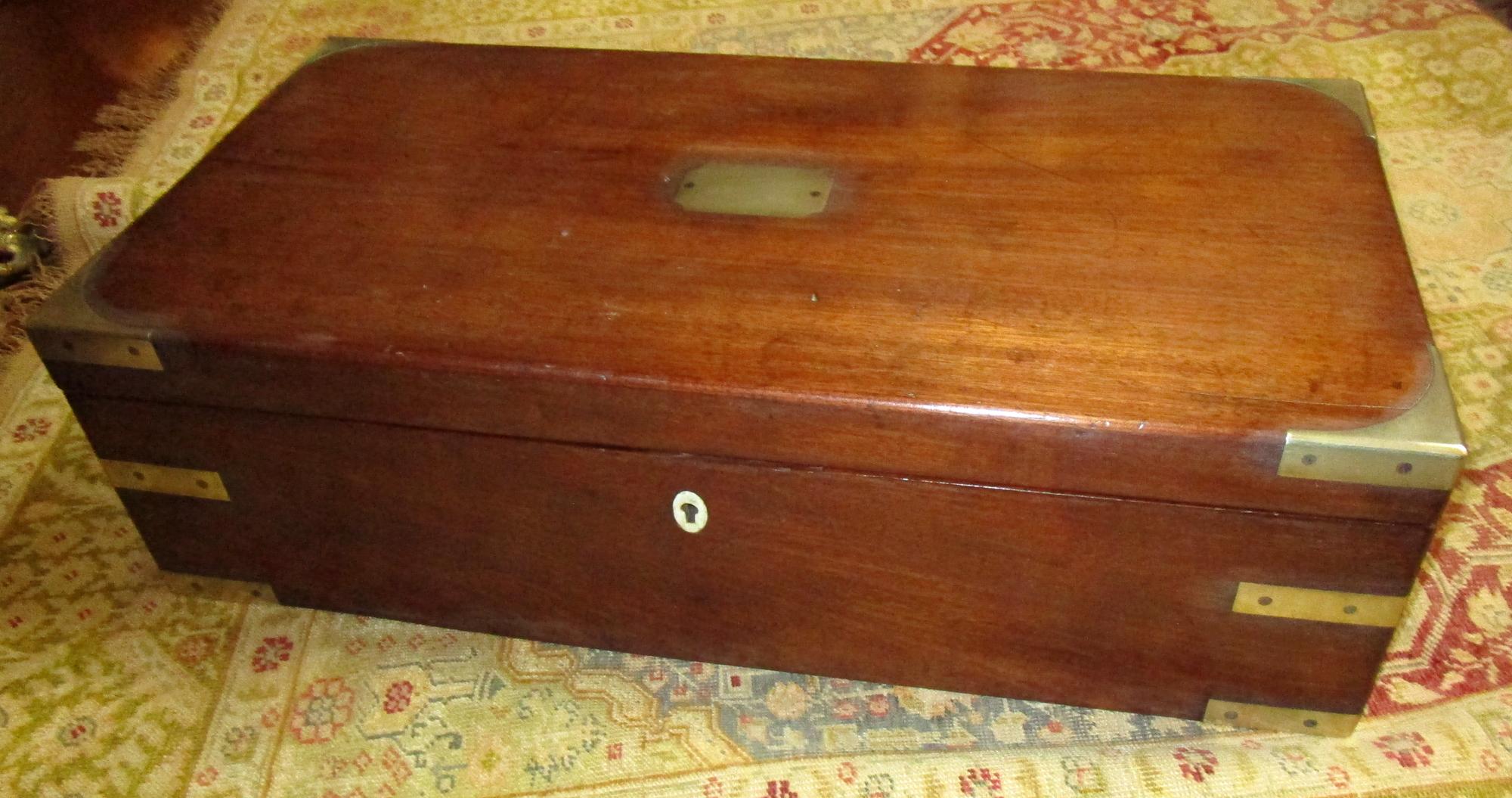 English Regency Walnut Travelling Lap Desk Box with Secret Compartment 5