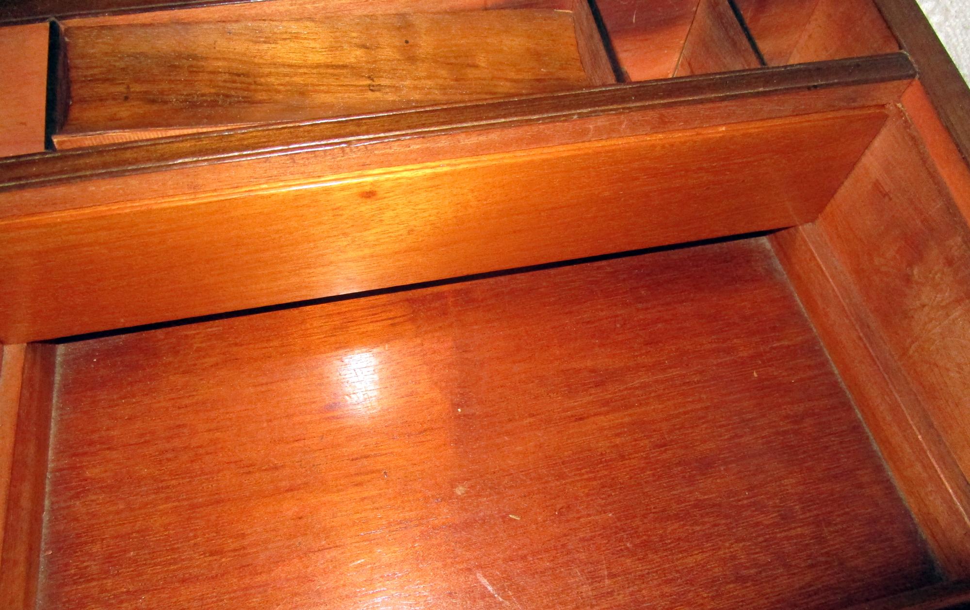 English Regency Walnut Traveling Lap Desk Box with Secret Compartment 5