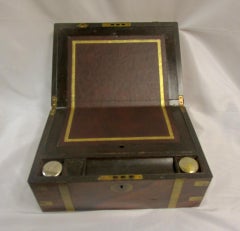 English Regency Walnut Traveling Lap Desk Box with Secret Compartment