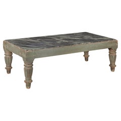 English Regency William IV Teal Painted Marble Top Low Coffee Table ca. 1840