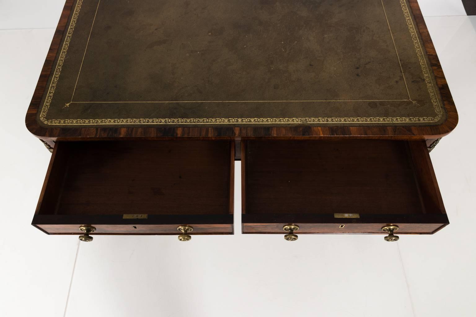 Embossed English Regency Writing Table, circa 1820