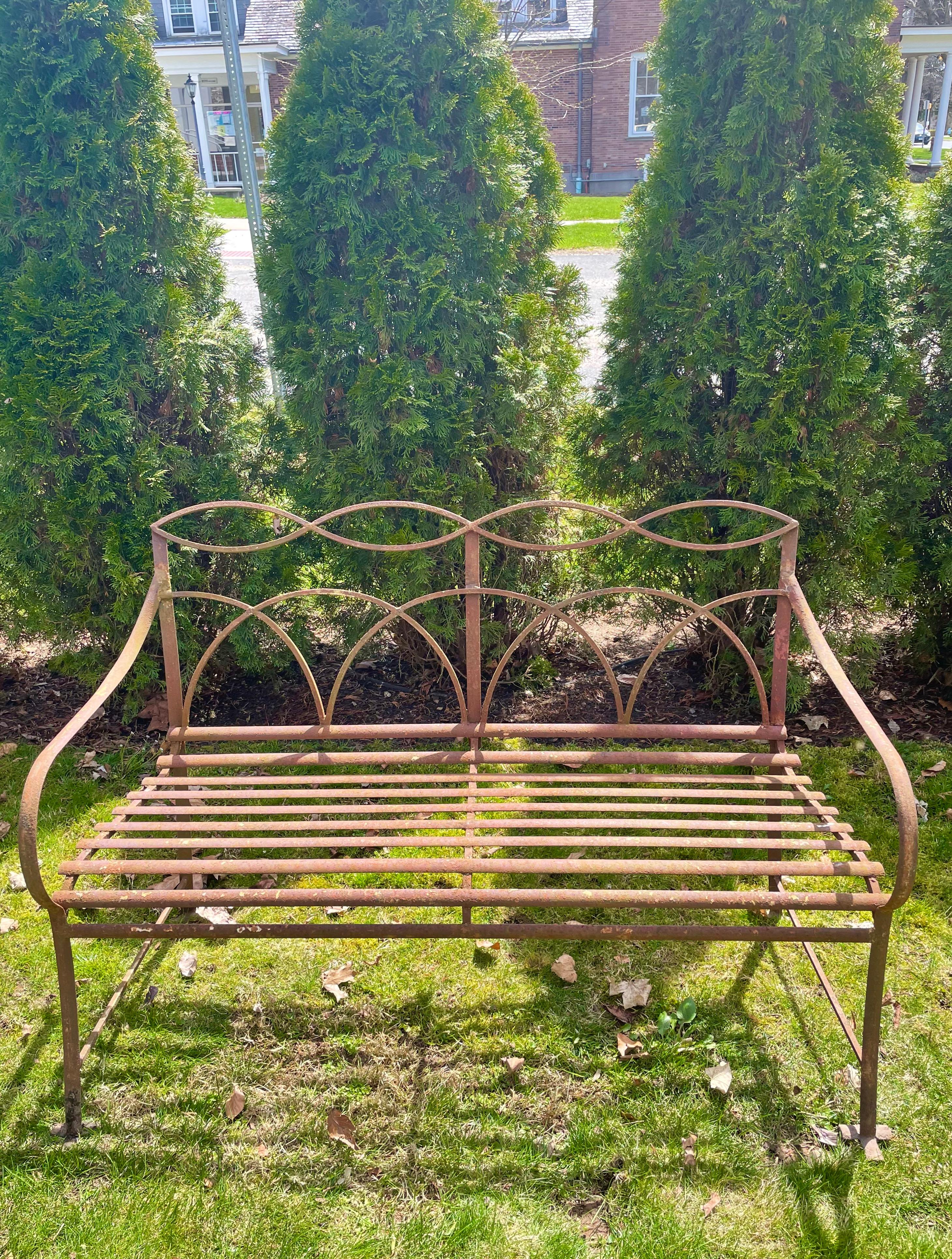 19th Century English Regency Wrought Iron Bench, CA 1820  For Sale
