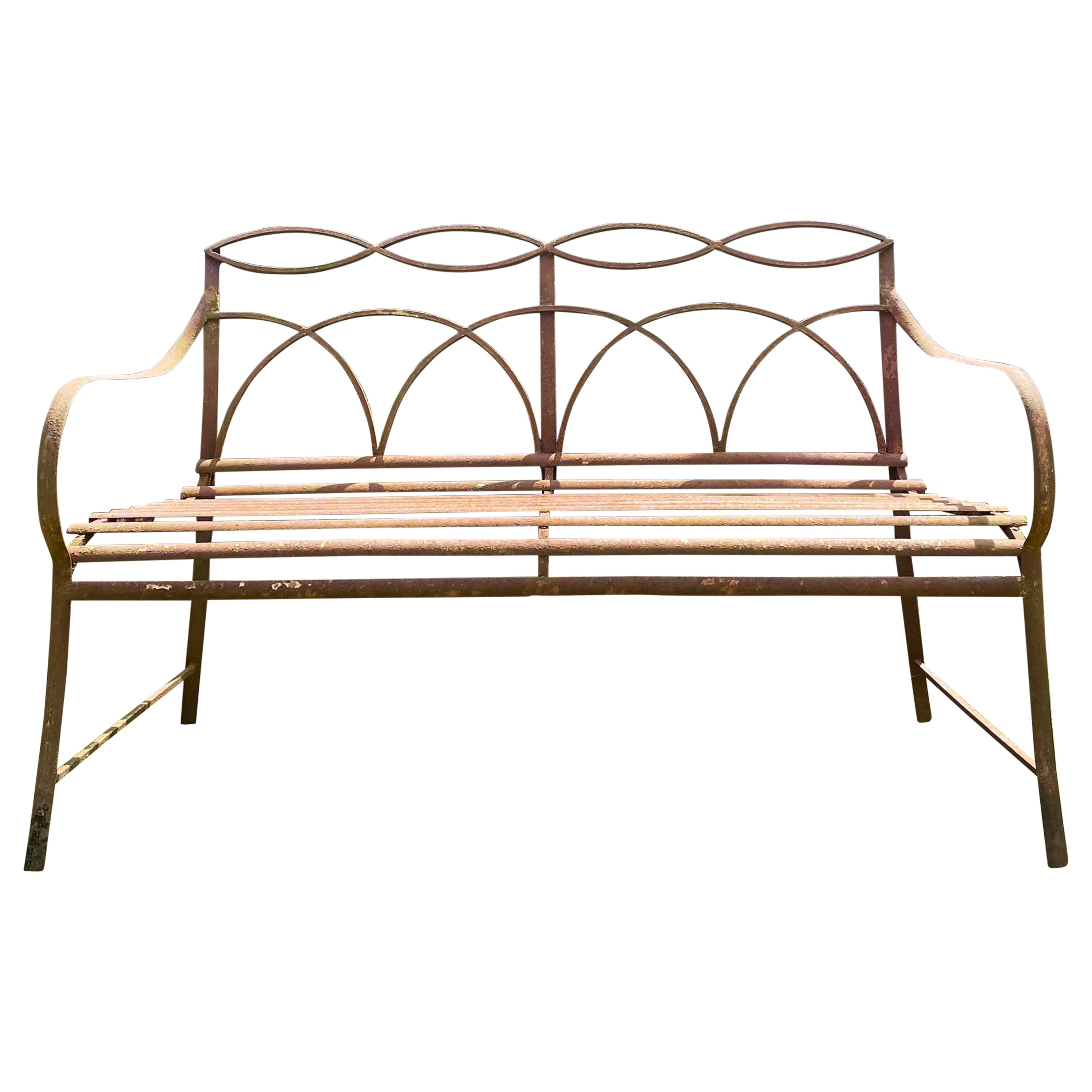 English Regency Wrought Iron Bench, CA 1820 For Sale
