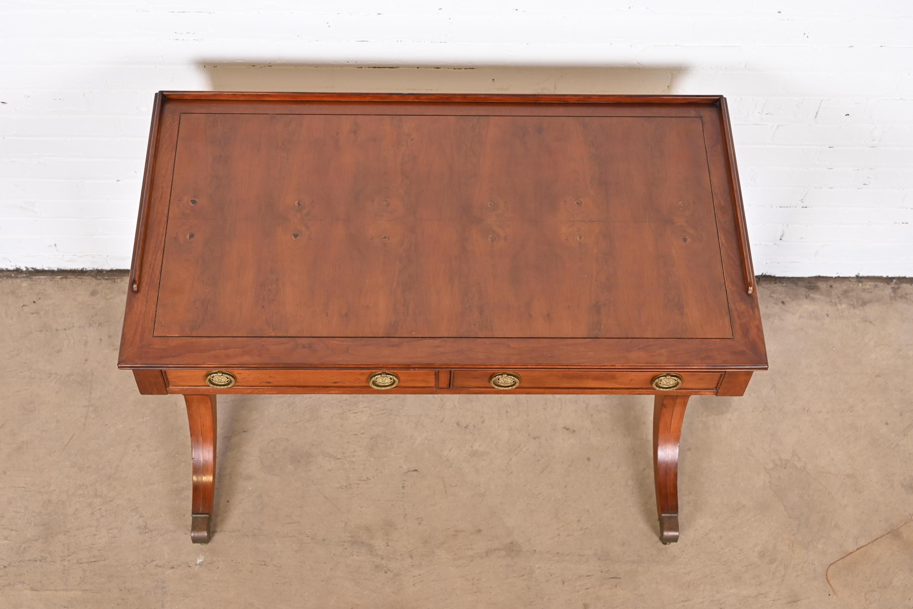 English Regency Yew Wood Desk or Console in the Manner of Baker Furniture 7