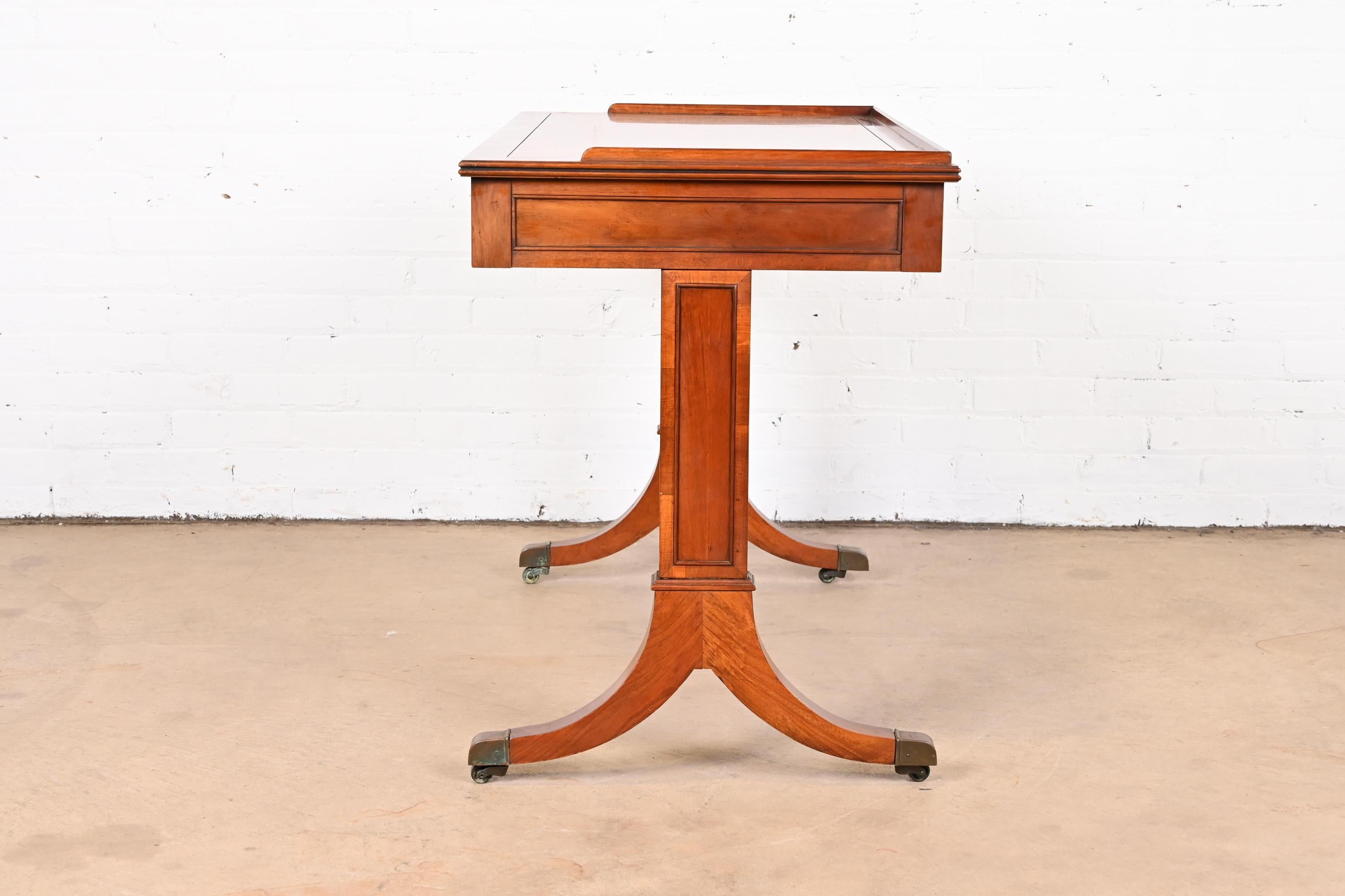 English Regency Yew Wood Desk or Console in the Manner of Baker Furniture 8