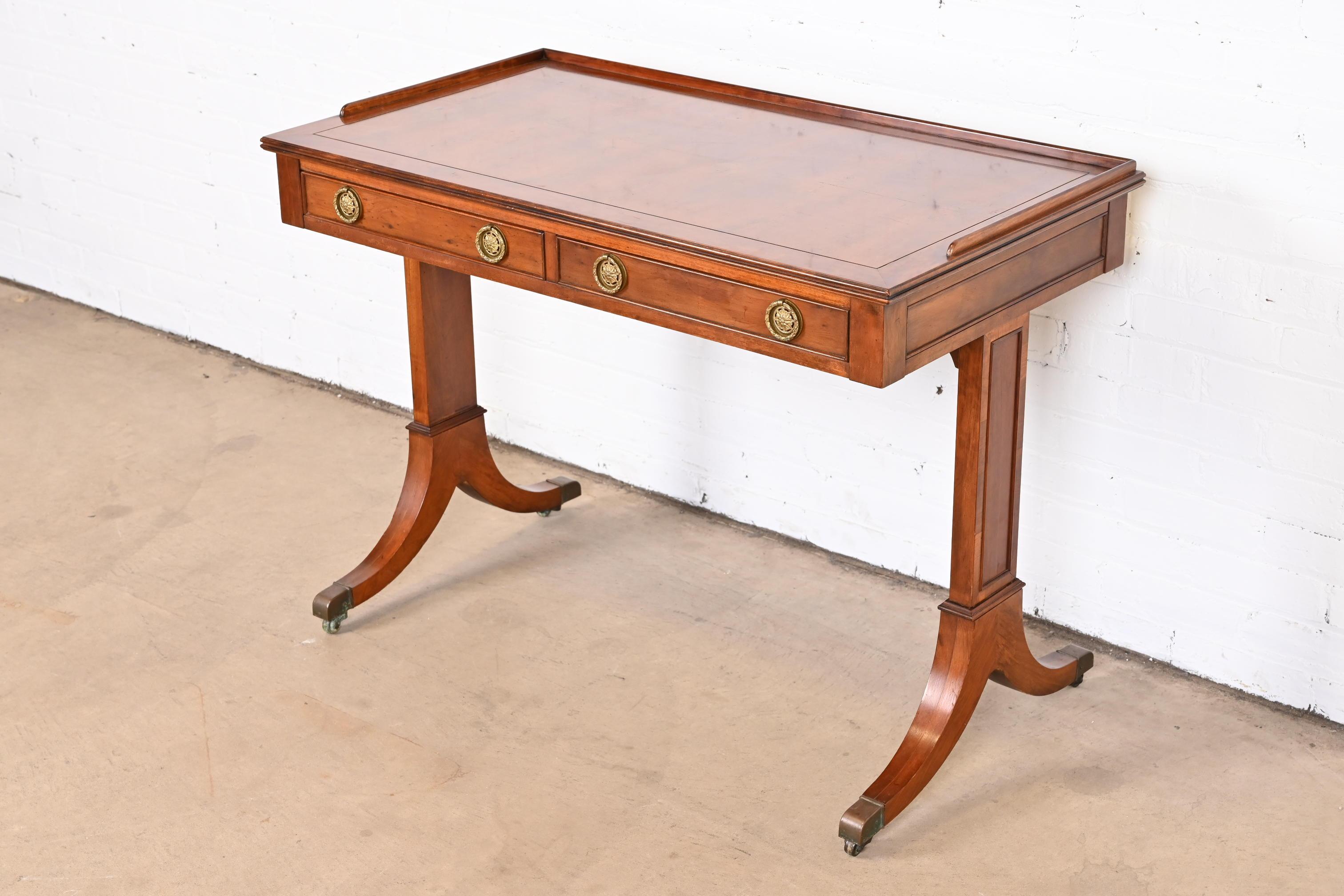 20th Century English Regency Yew Wood Desk or Console in the Manner of Baker Furniture