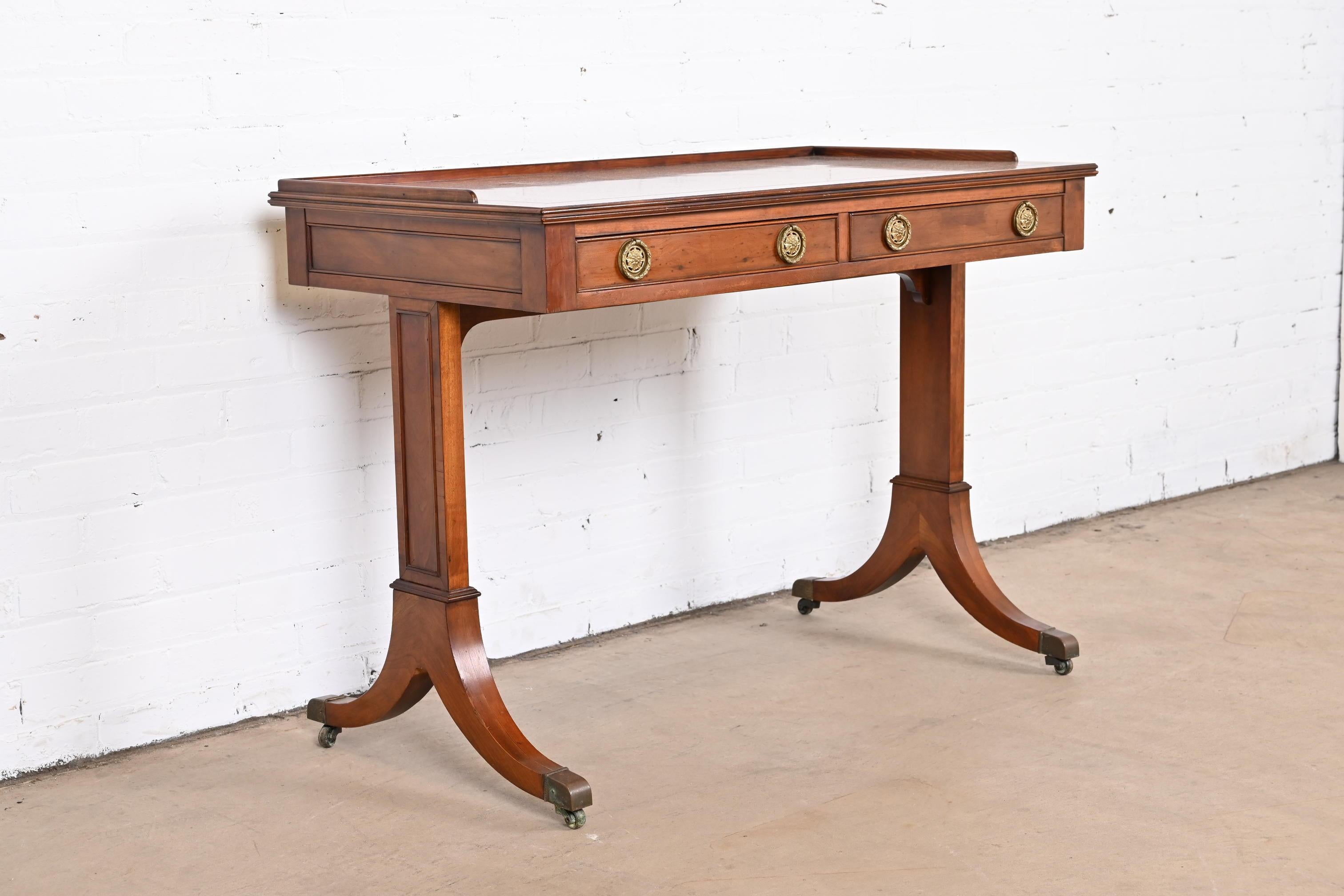 English Regency Yew Wood Desk or Console in the Manner of Baker Furniture 2