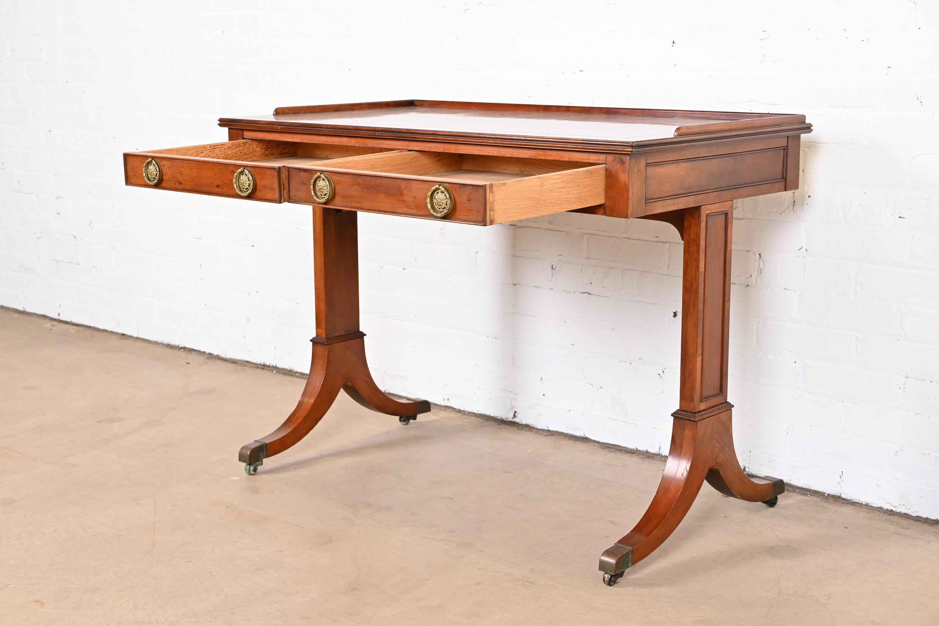 English Regency Yew Wood Desk or Console in the Manner of Baker Furniture 4