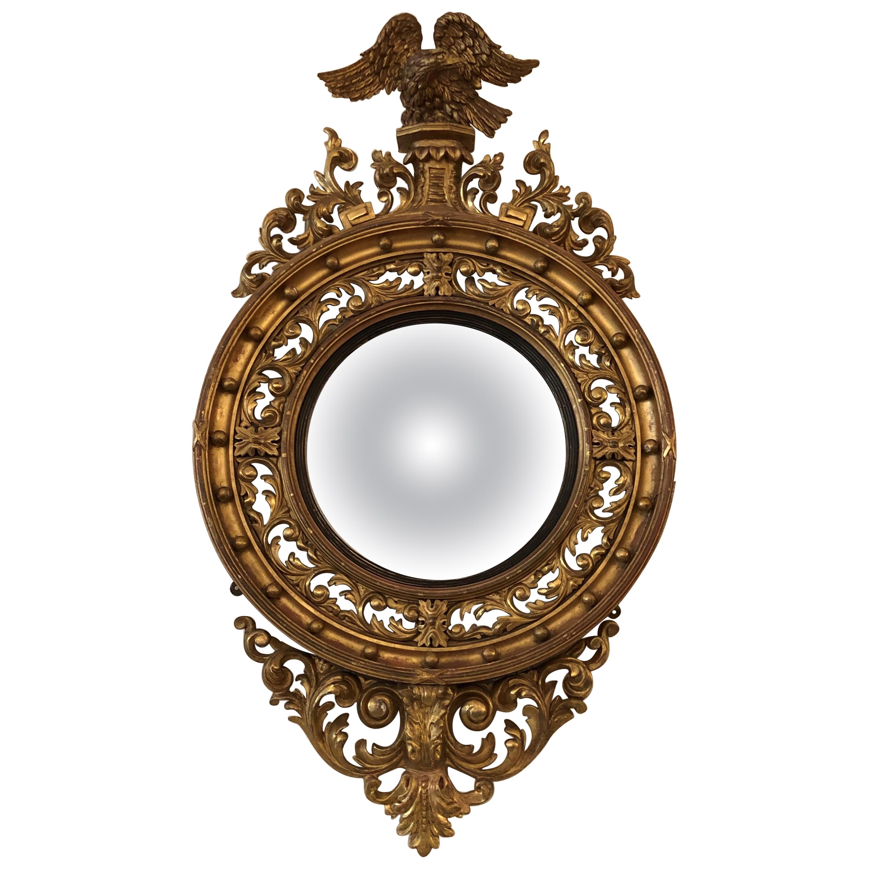 English Regency Giltwood Convex Mirror, 19th Century For Sale