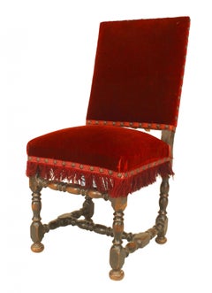 English Renaissance Red Velvet Side Chair