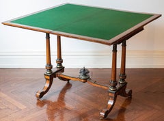 English Renaissance Revival Amboyna Wood Flip Top Card Table