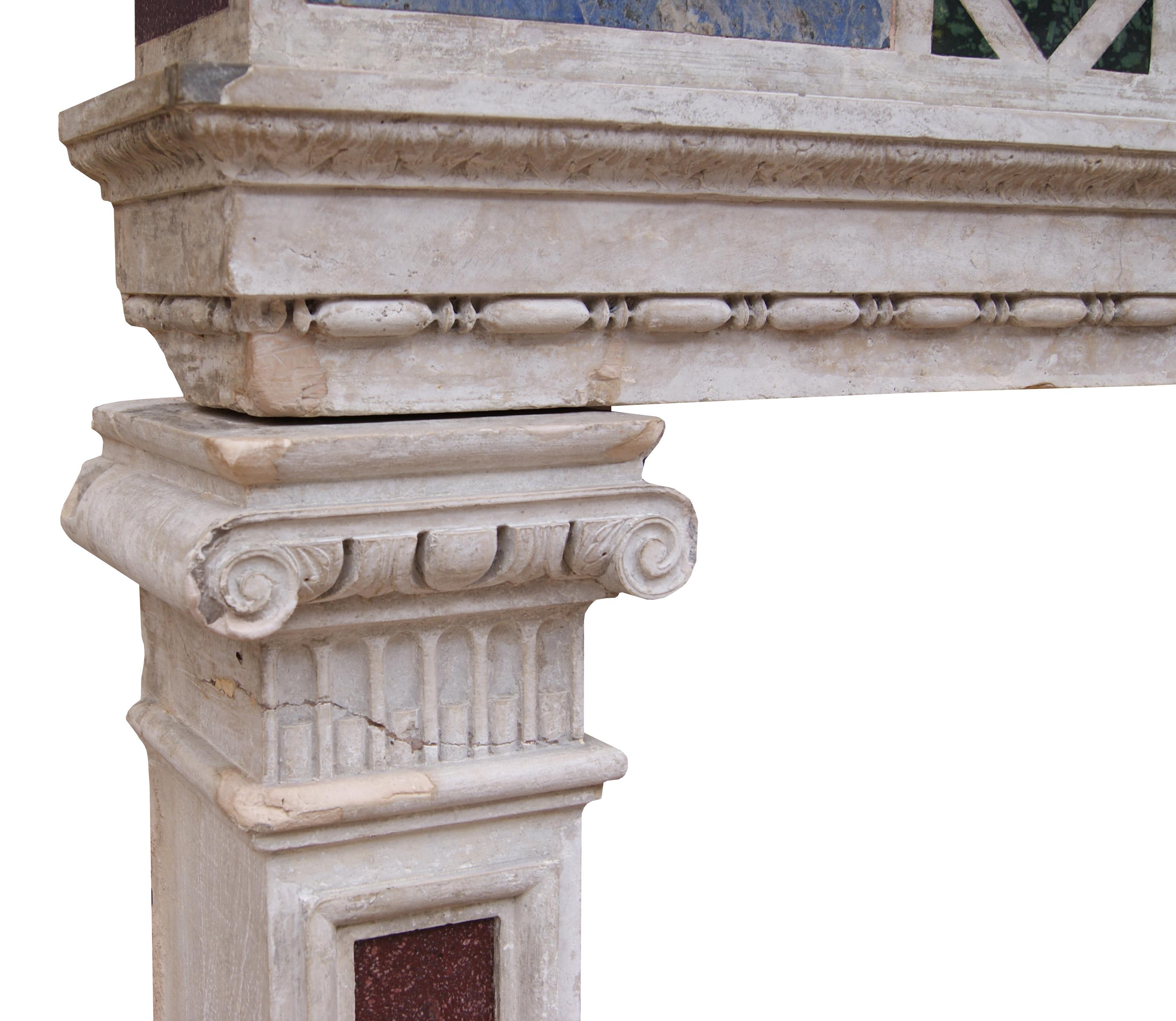 Stone English Renaissance Revival Mantel with Porphyry Inlay For Sale