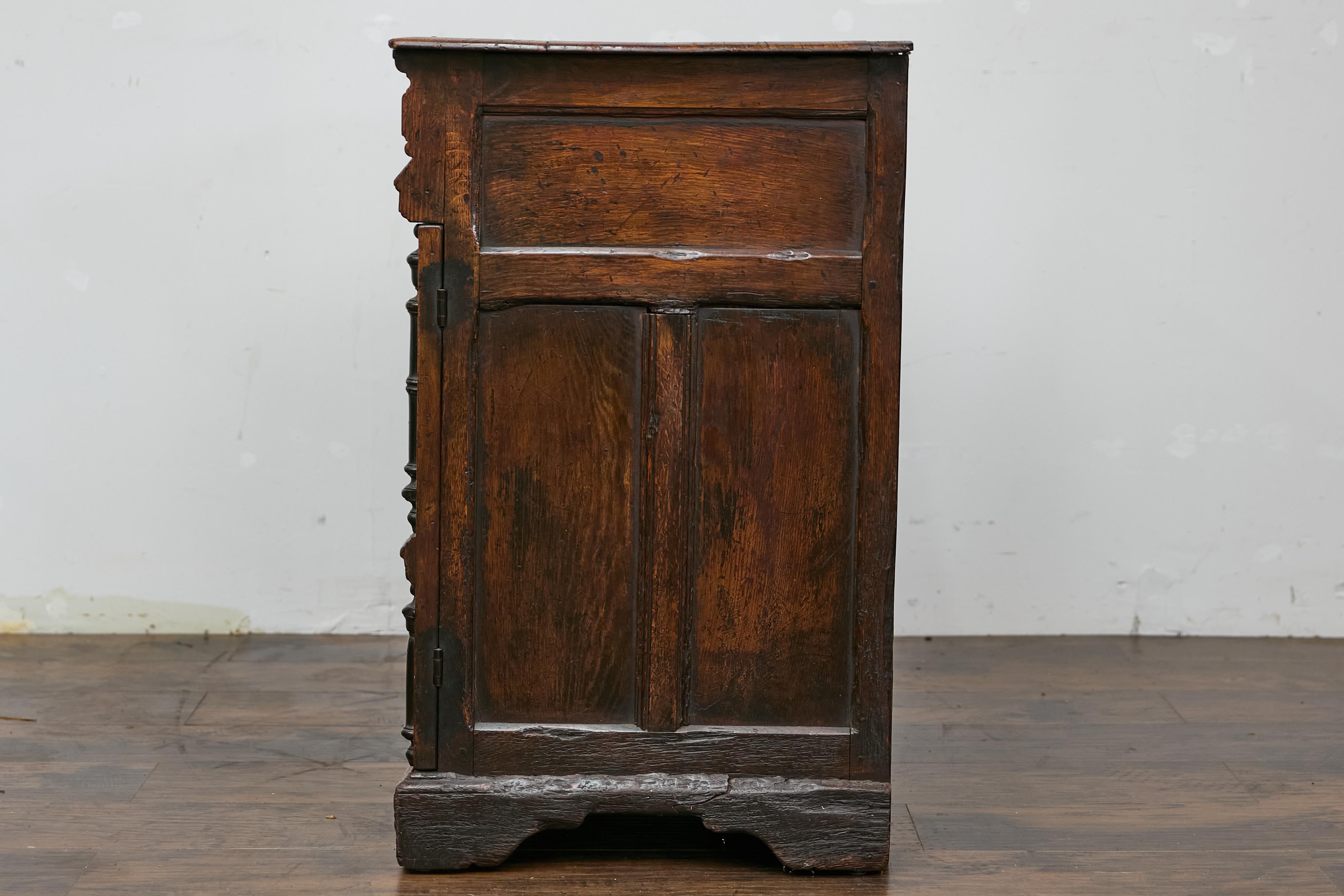 English Renaissance Revival Oak Storage Cabinet with Bone and Pearl Inlay 8