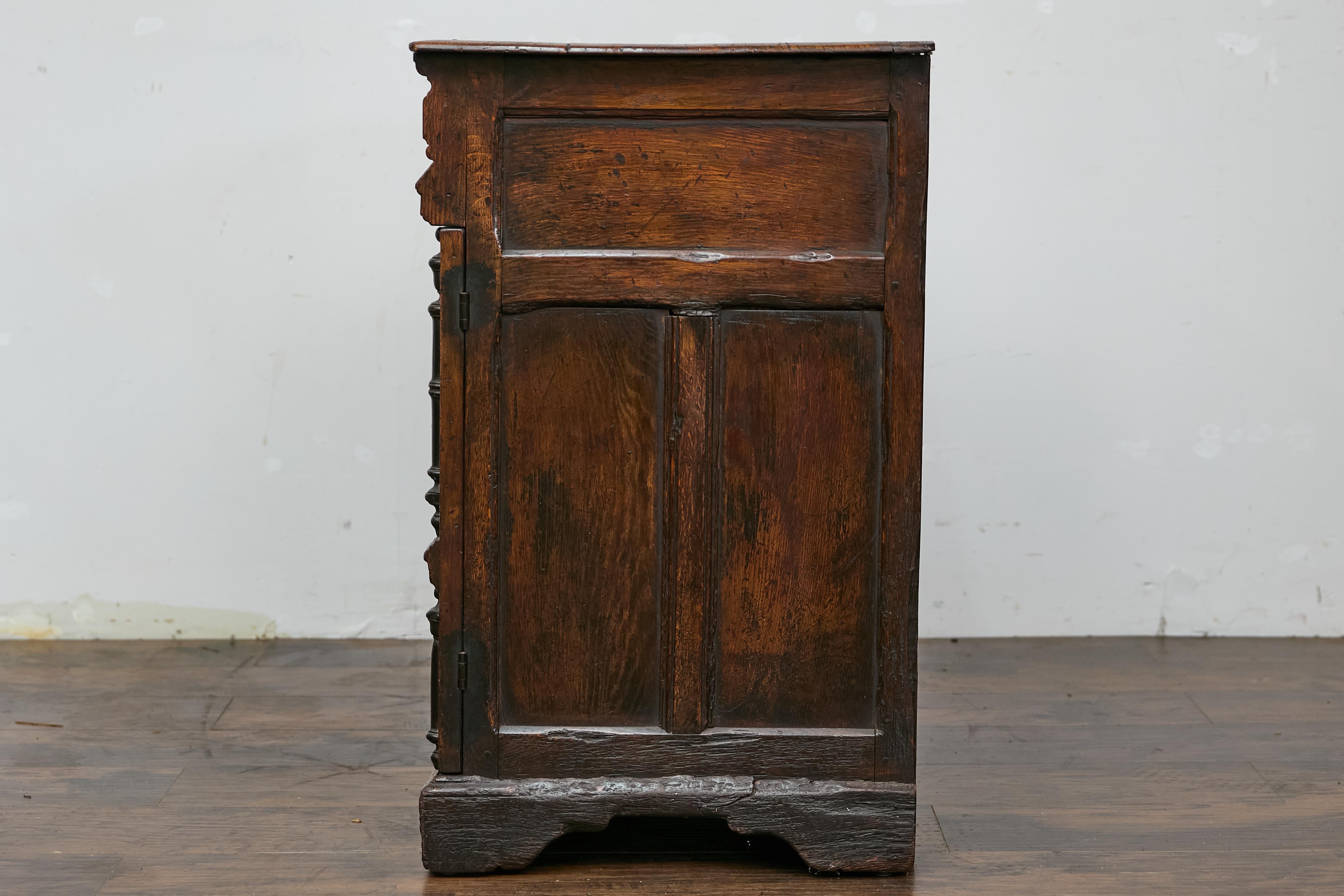 English Renaissance Revival Oak Storage Cabinet with Bone and Pearl Inlay 9